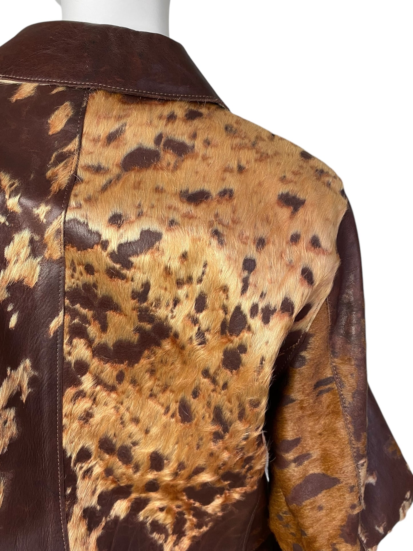 JUST CAVALLI FW2004 BROWN COWHIDE LEATHER COAT