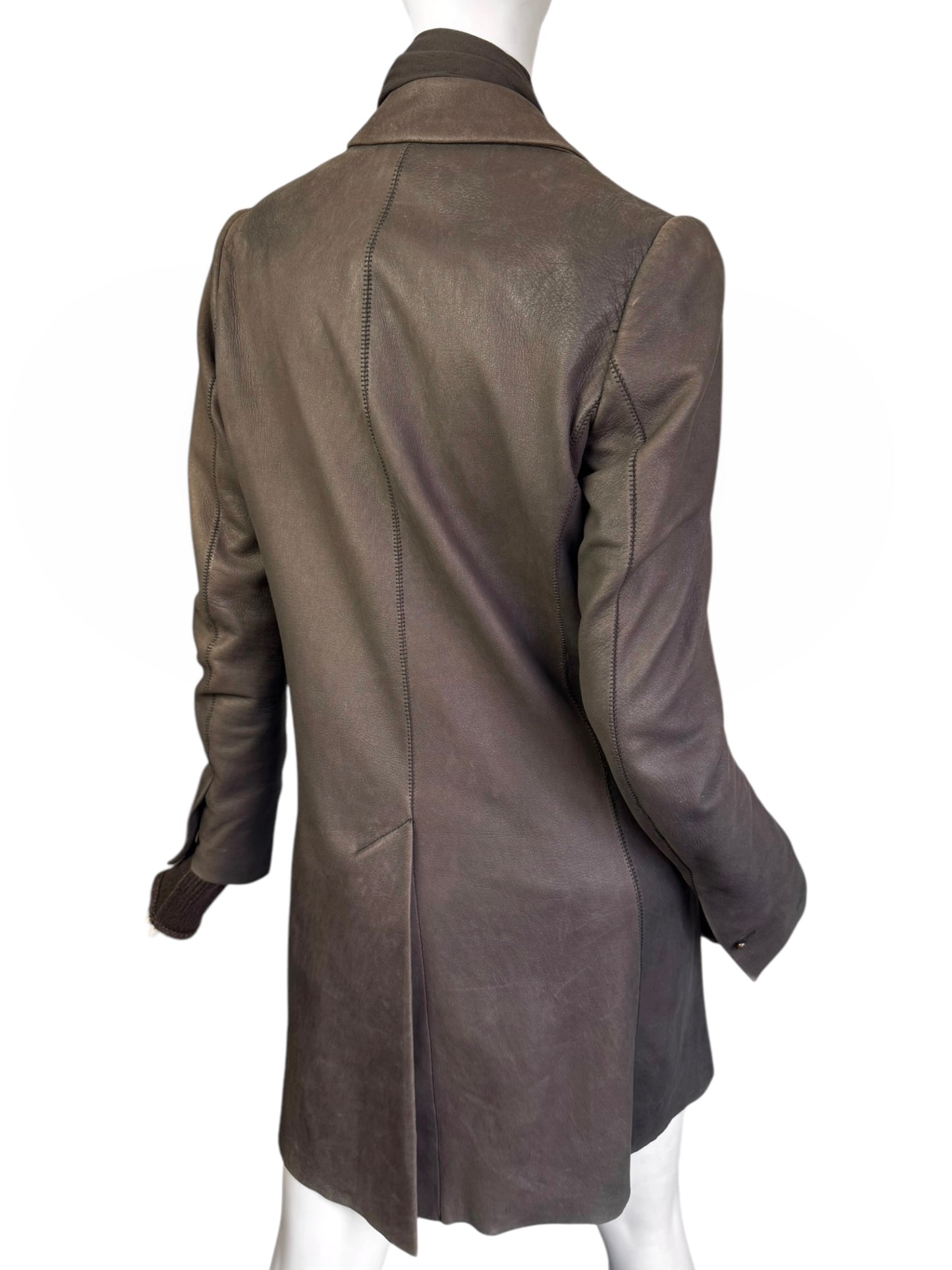 ISAAC SELLAM 2010s BROWN LEATHER SCARF COAT