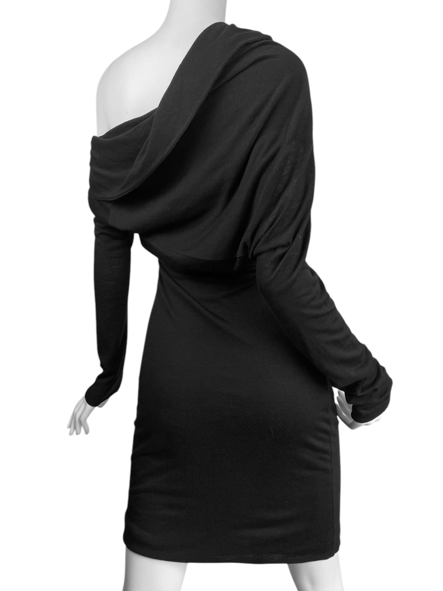 ALEXANDER MCQUEEN FW2008 «THE GIRL WHO LIVED IN A TREE» BLACK HOODED DRESS