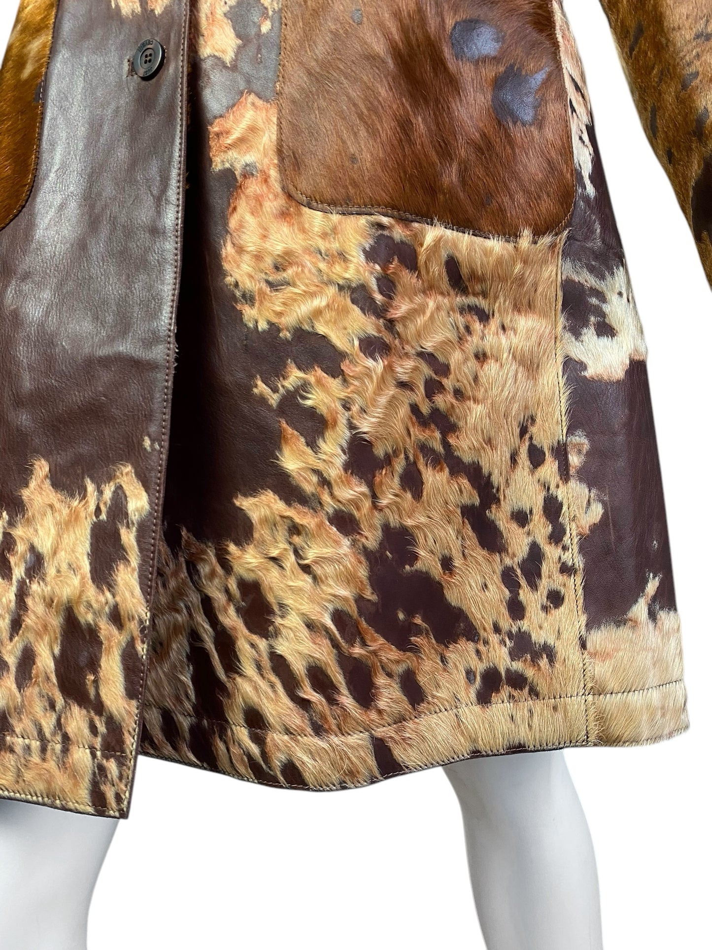 JUST CAVALLI FW2004 BROWN COWHIDE LEATHER COAT