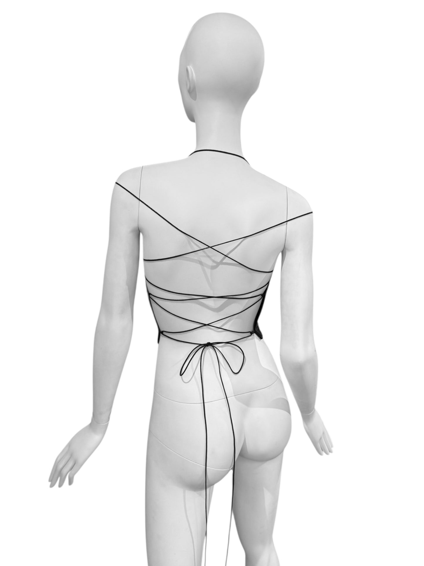 PLEIN SUD SS1994 BLACK LEATHER LACE-UP CORSET