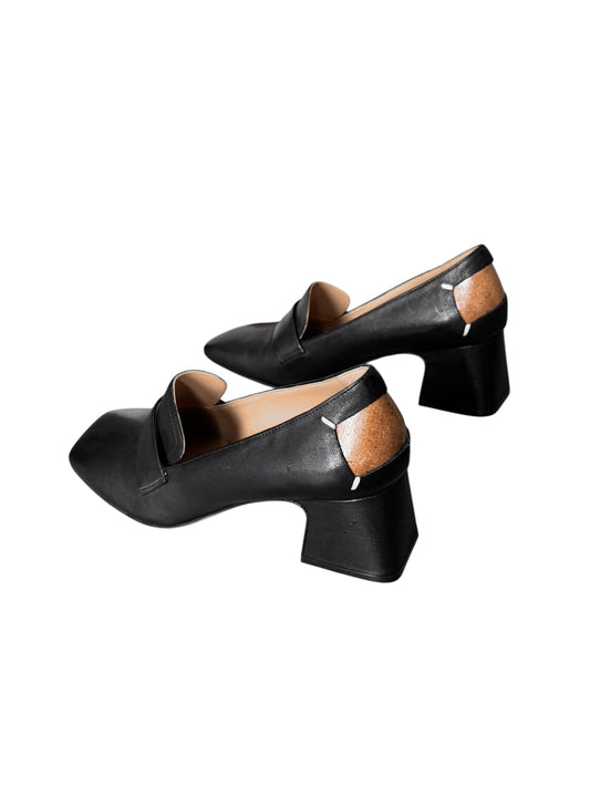 MAISON MARGIELA 2020s BLACK LEATHER 4 STITCHES LOAFERS HEELS