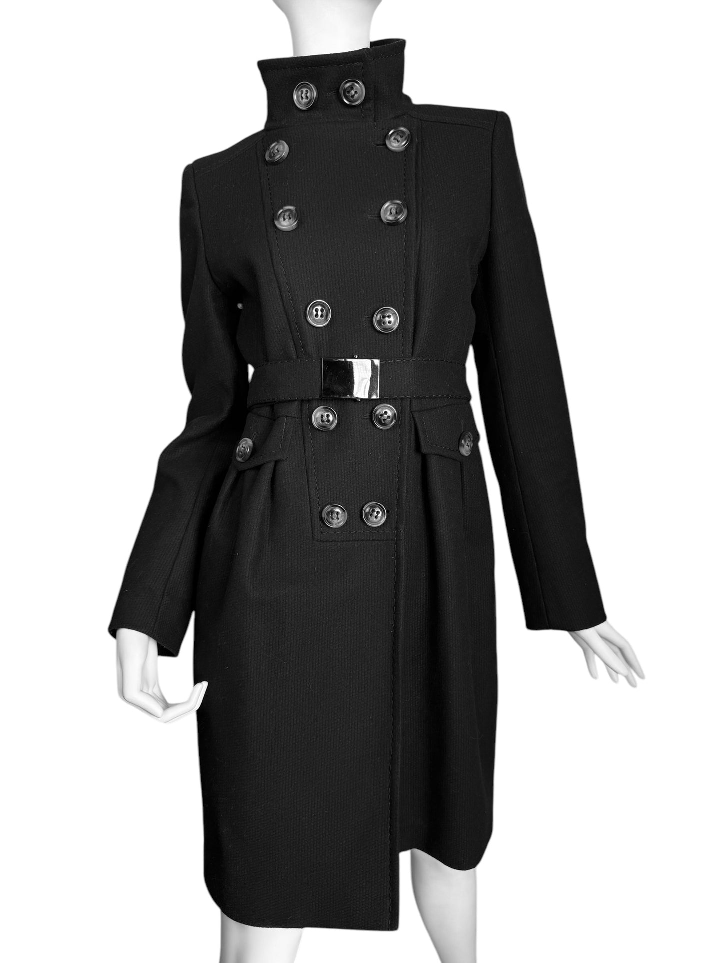 SPORTMAX 2010s BLACK DOUBLE BREASTED OFFICER COAT
