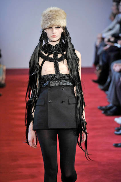 COMME DES GARÇONS FW2008 BLACK RUFFLES HARNESS MINI DRESS