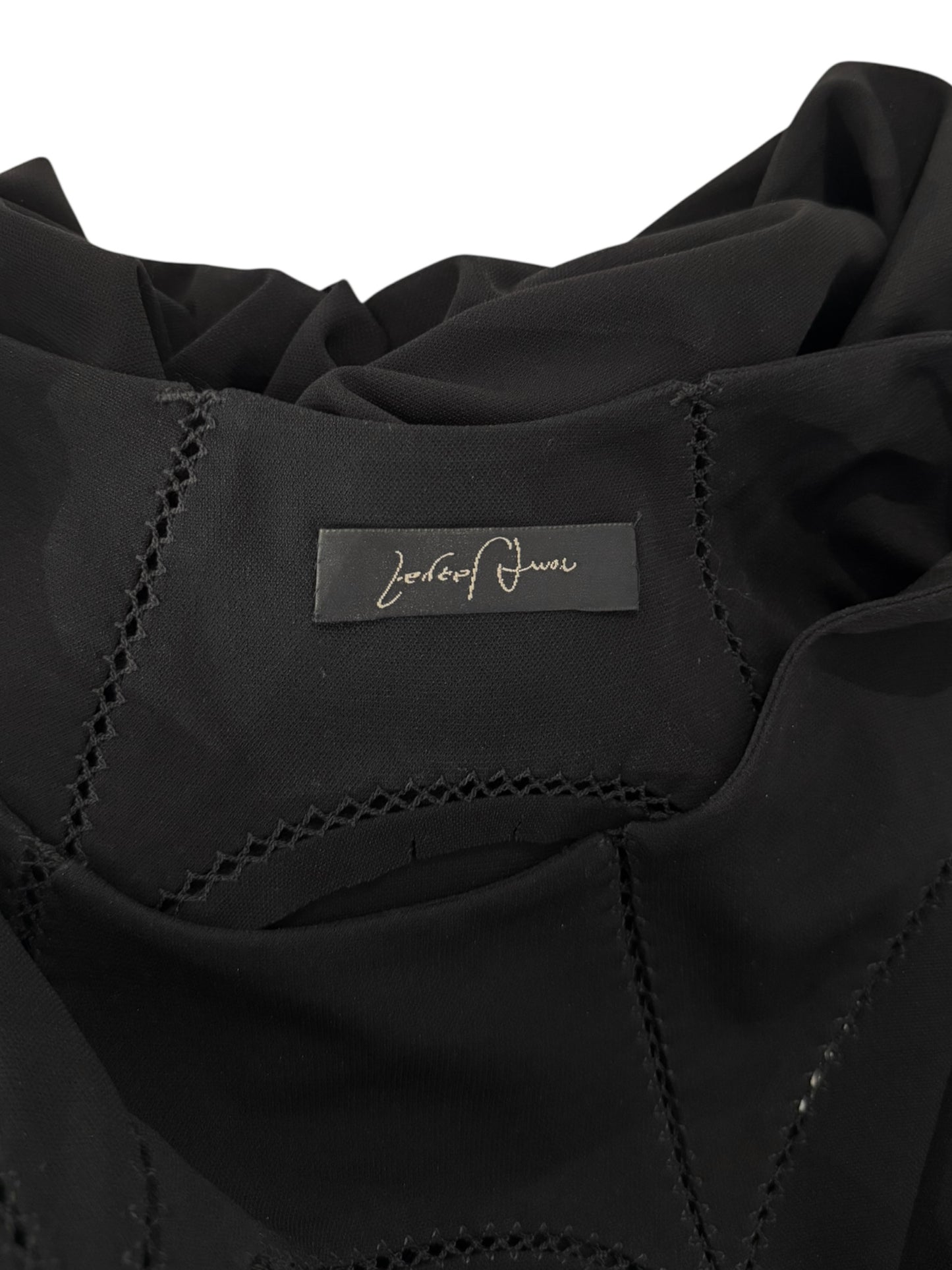 FAYÇAL AMOR SS1993 BLACK PICOT STITCHING MAXI SKIRT
