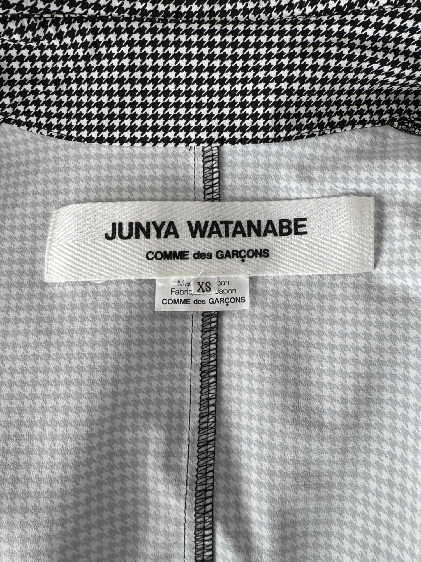 JUNYA WATANABE SS2010 BLACK & WHITE HOUNDSTOOTH DOUBLE BREASTED TRENCH JACKET