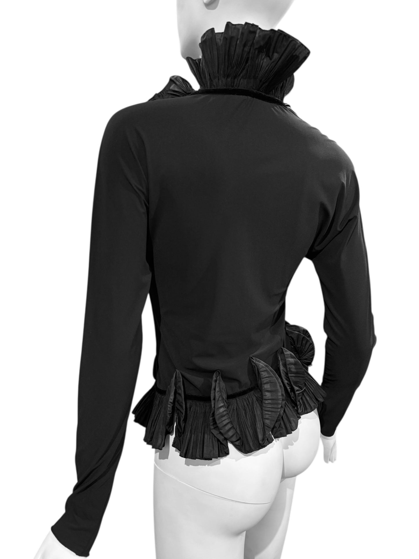 NATHALIE GARÇON 2000s BLACK RUFFLES SHIRT