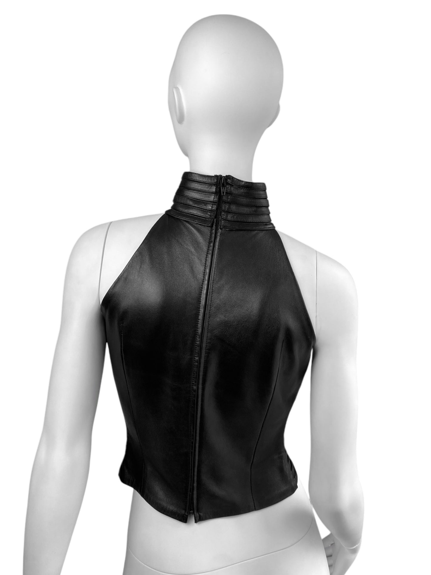 JITROIS 1999 BLACK LEATHER HORIZONTAL STRAPS TOP