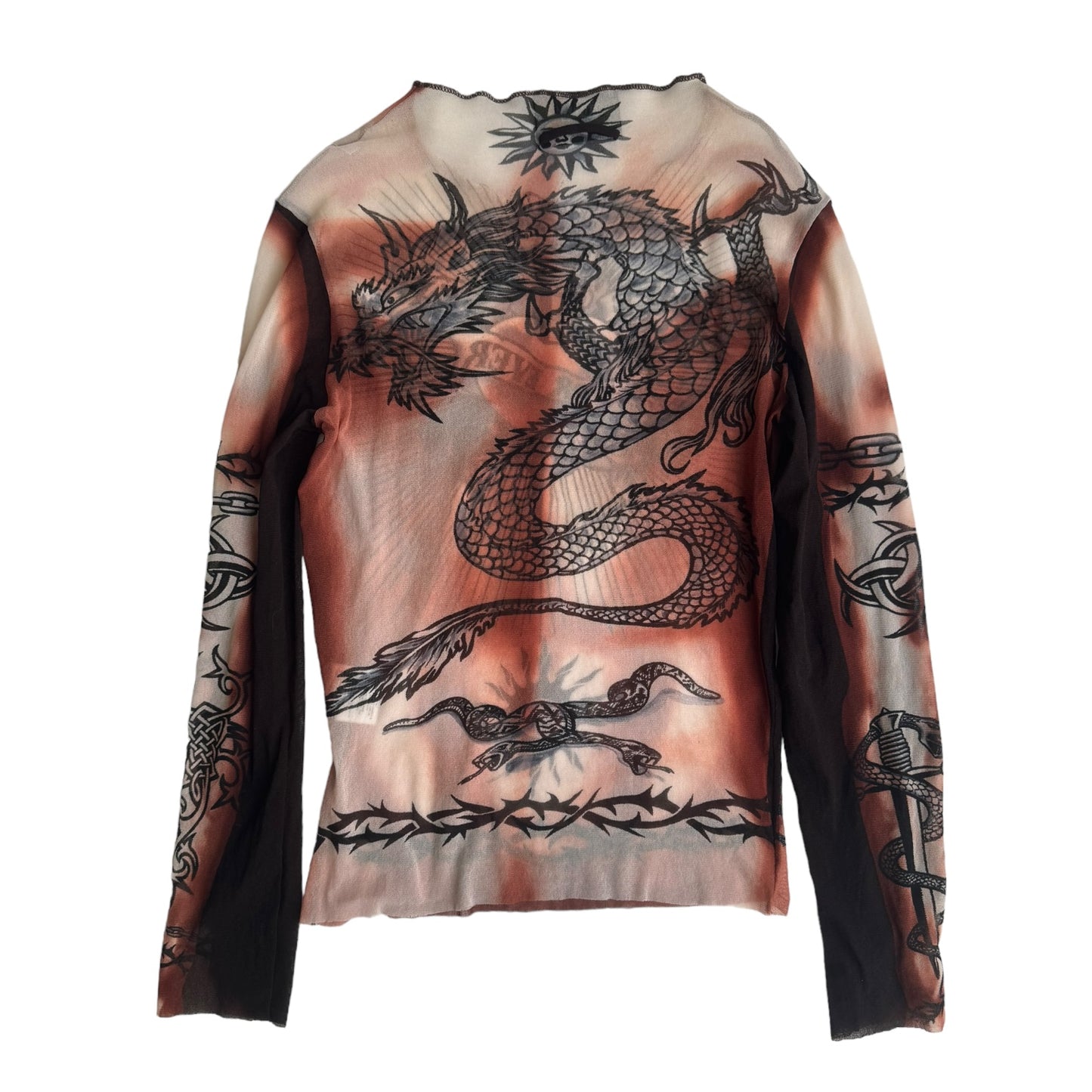 JEAN-PAUL GAULTIER SS1996 BROWN « SAFE SEX FOREVER » MESH TOP
