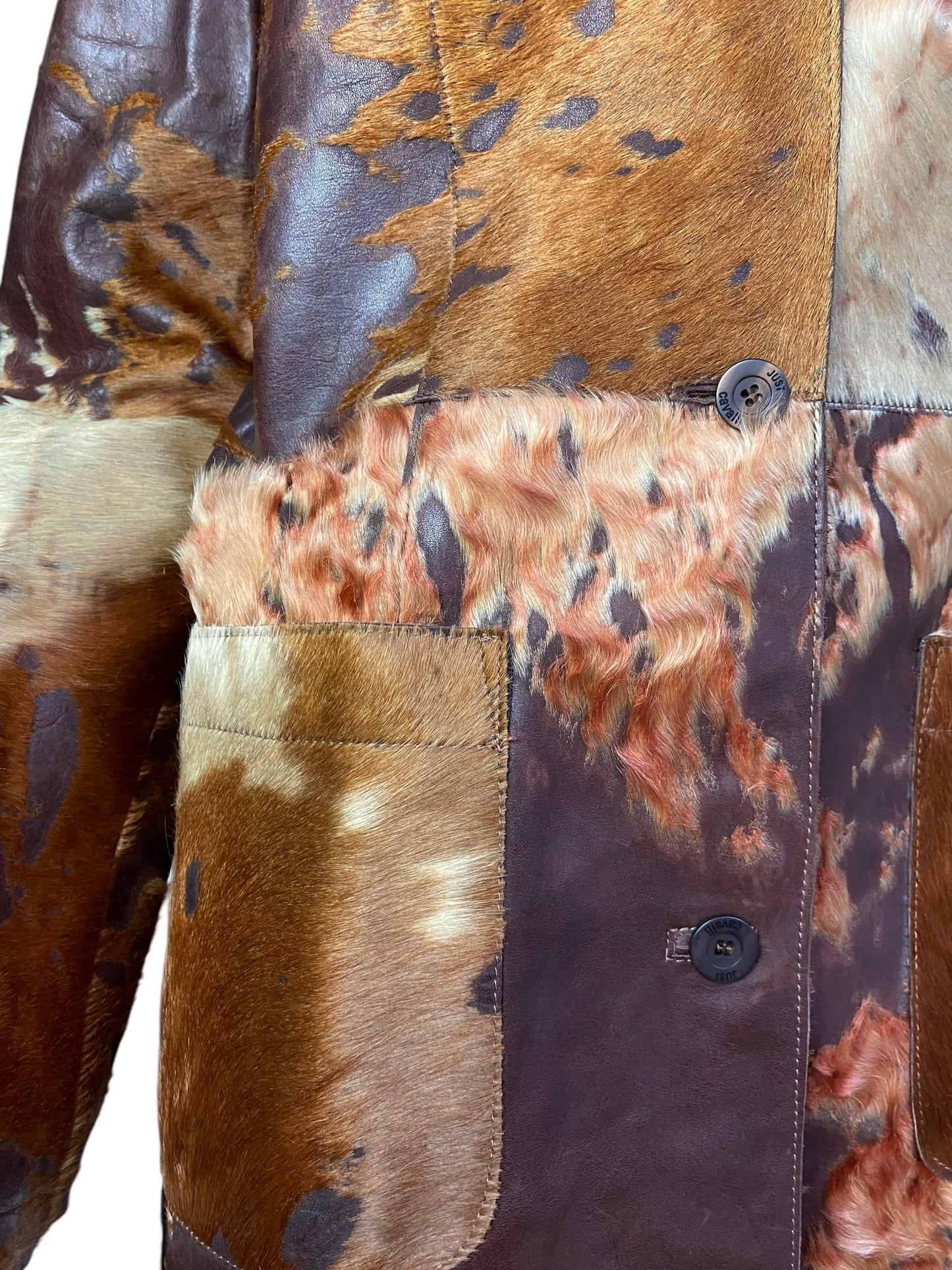 JUST CAVALLI FW2004 BROWN COWHIDE LEATHER COAT