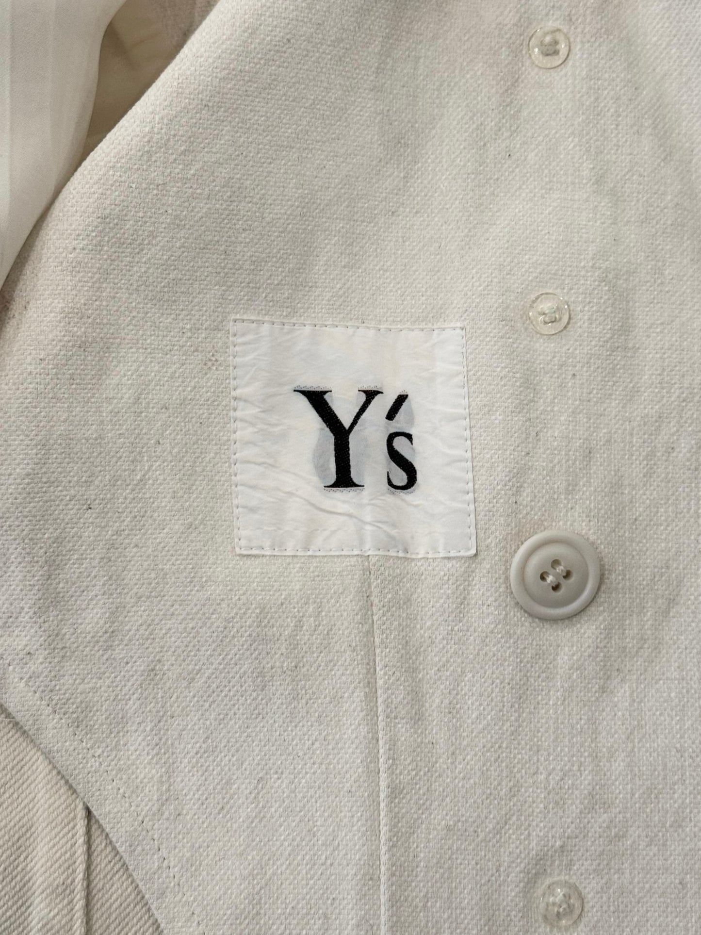 Y’S YOHJI YAMAMOTO 2000s OFF-WHITE COATED DOUBLE BREASTED JACKET
