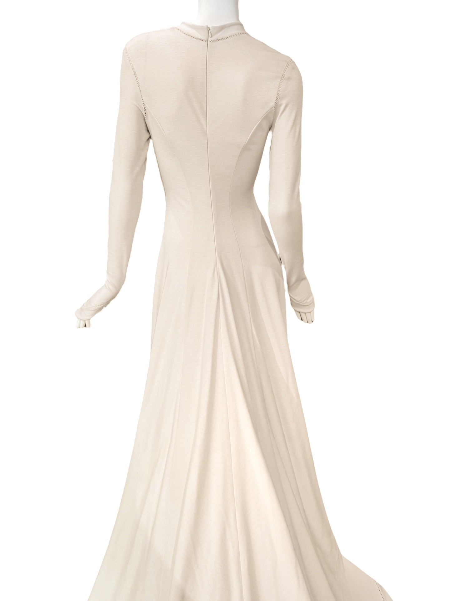FAYÇAL AMOR SS1993 CREAM PICOT STITCHING BRIDAL GOWN