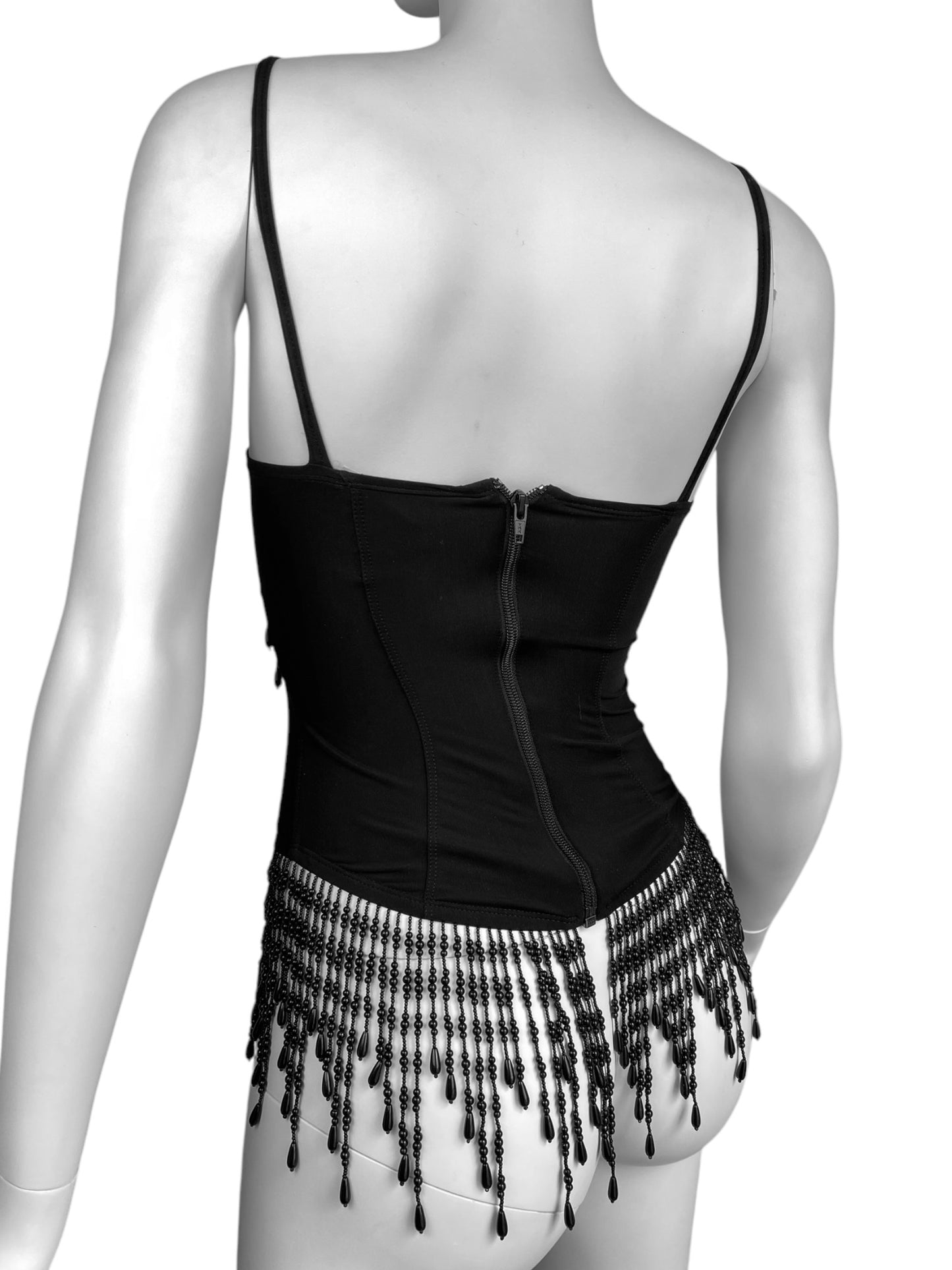 AQUAGIRL SS1991 (PLEIN SUD) BLACK BEADED FRINGES TOP