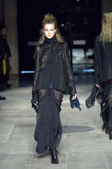 SHARON WAUCHOB FW2006 GREY LEATHER SILK TRIM ARTISANAL JACKET