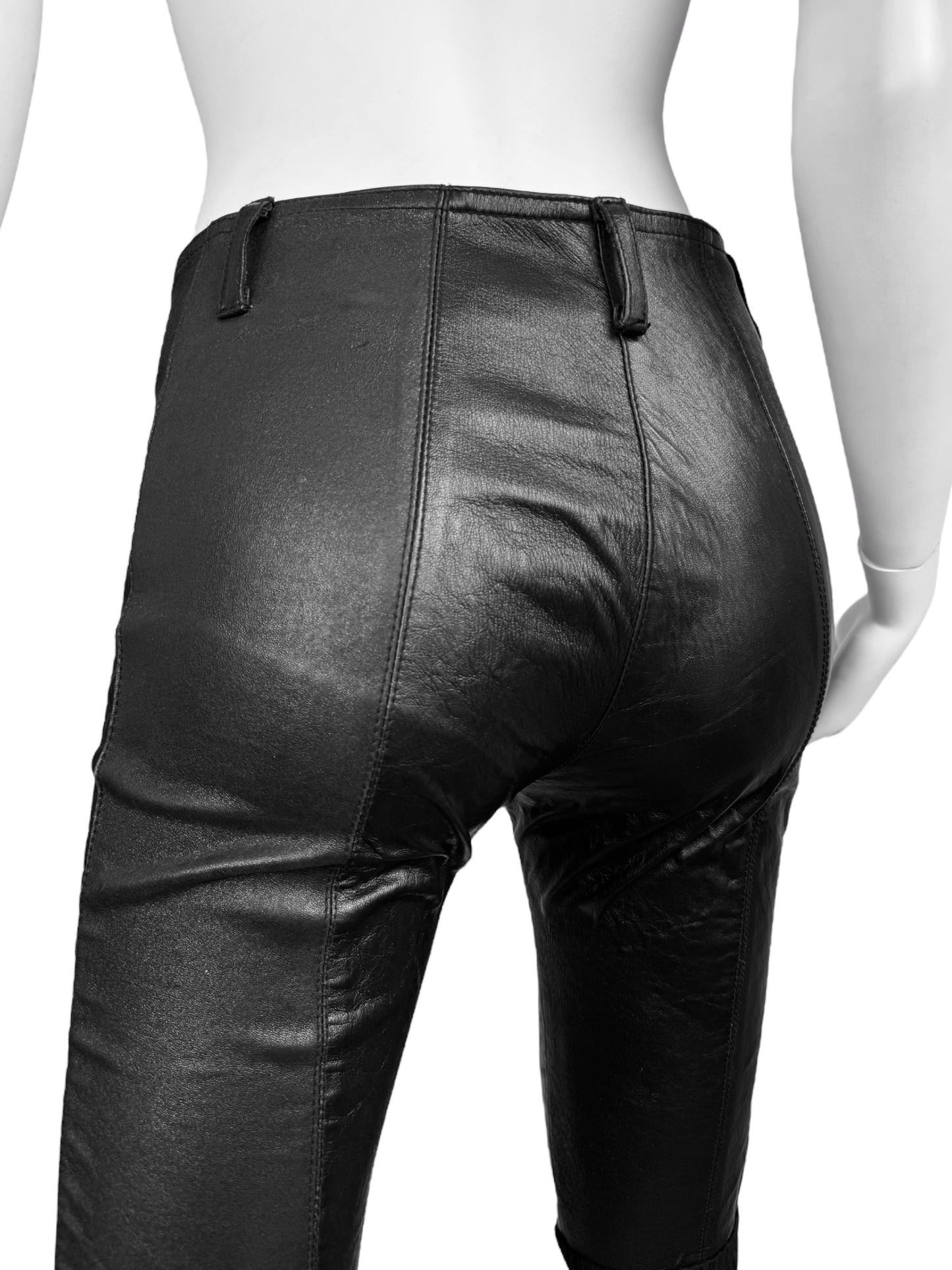 PLEIN SUD 2018 BLACK LEATHER & KNITTED SKINNY PANTS