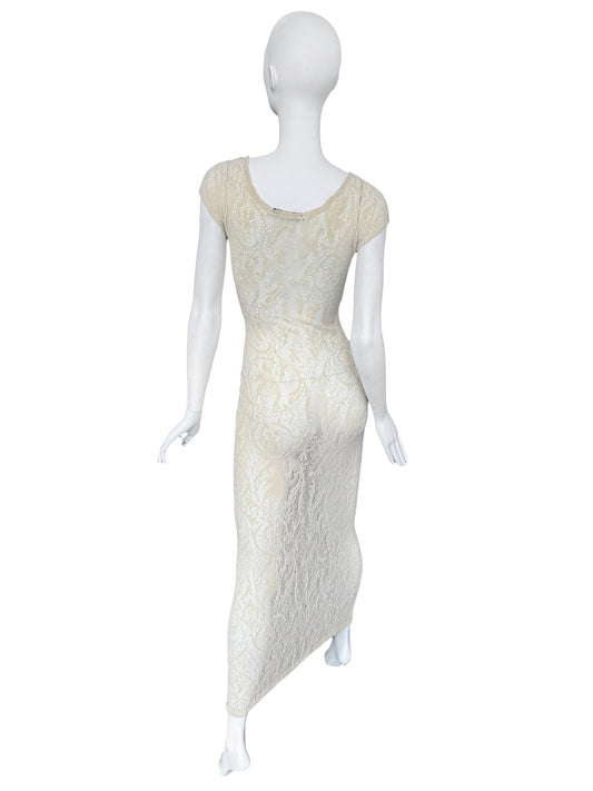 PLEIN SUD SS1993 CREAM WOOL LACE MAXI DRESS