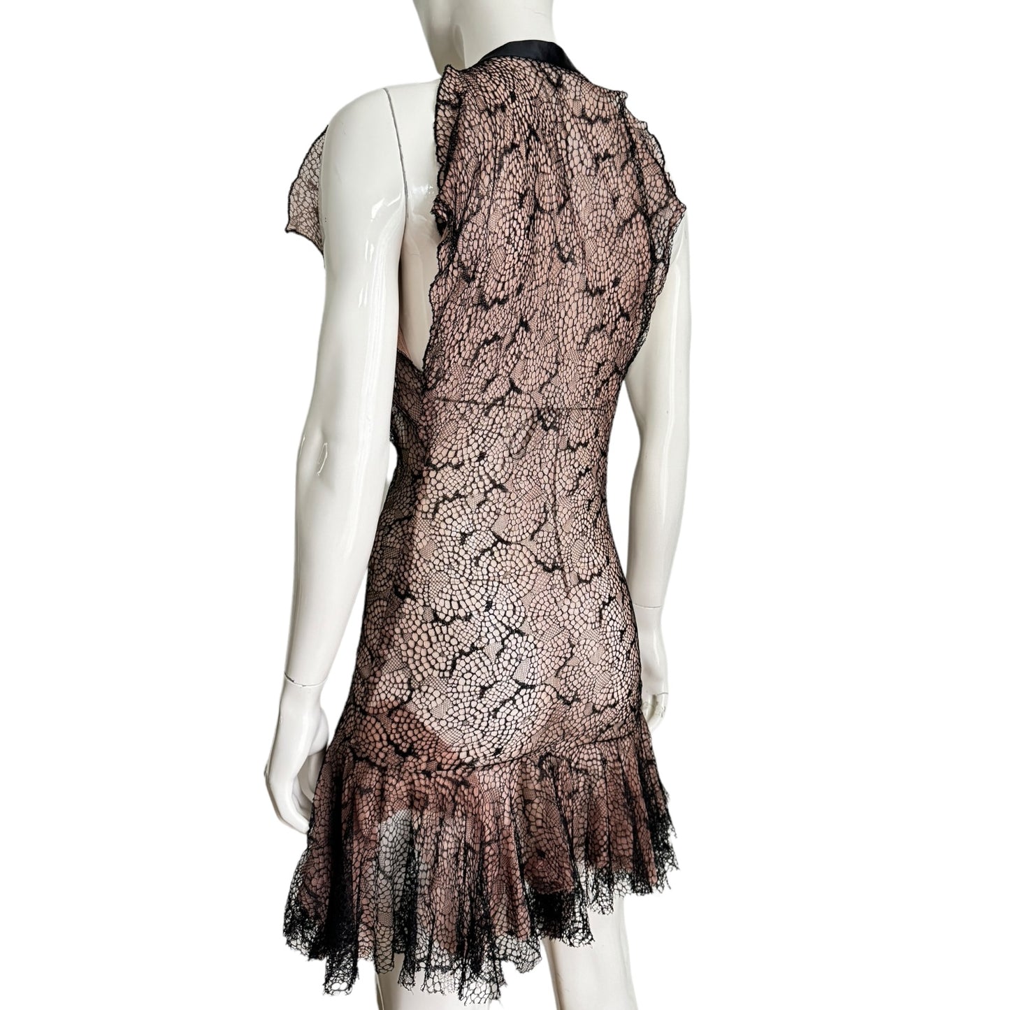 FAYÇAL AMOR SS2004 TULLE & LACE LARGE NECKLINE MINI DRESS (+ MATCHING BRA)