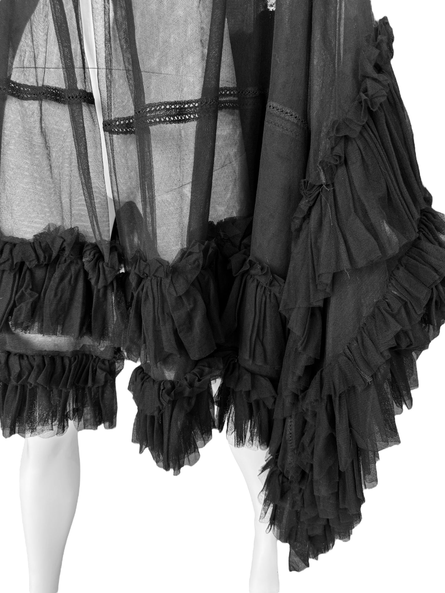 FAYÇAL AMOR FW1994 BLACK TULLE RUFFLES XXL SHAWL