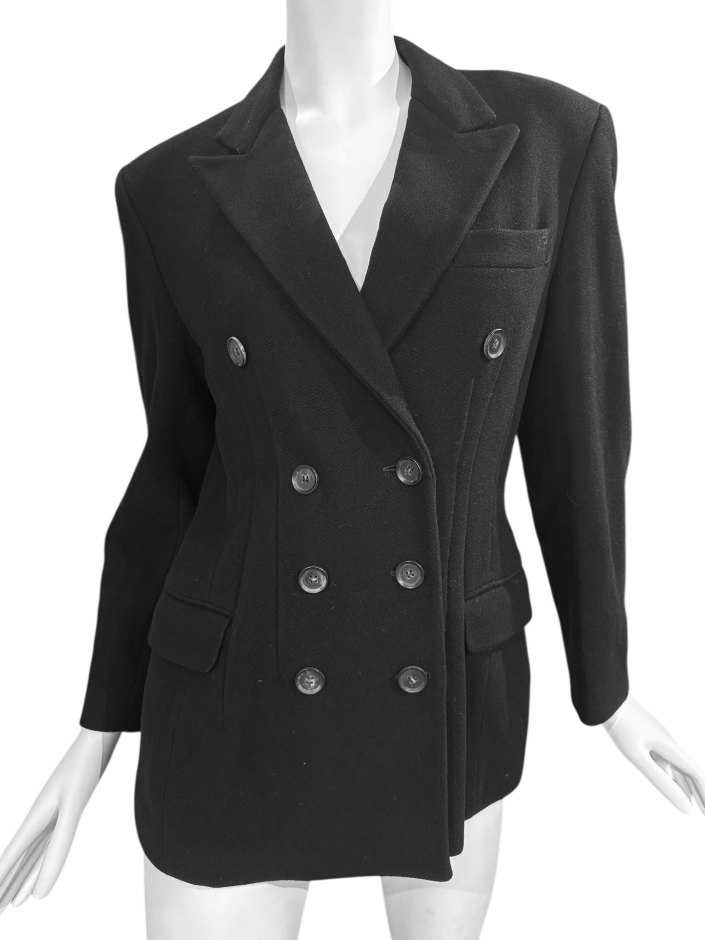 YOHJI YAMAMOTO 1980s BLACK WOOL DOUBLE BREASTED JACKET