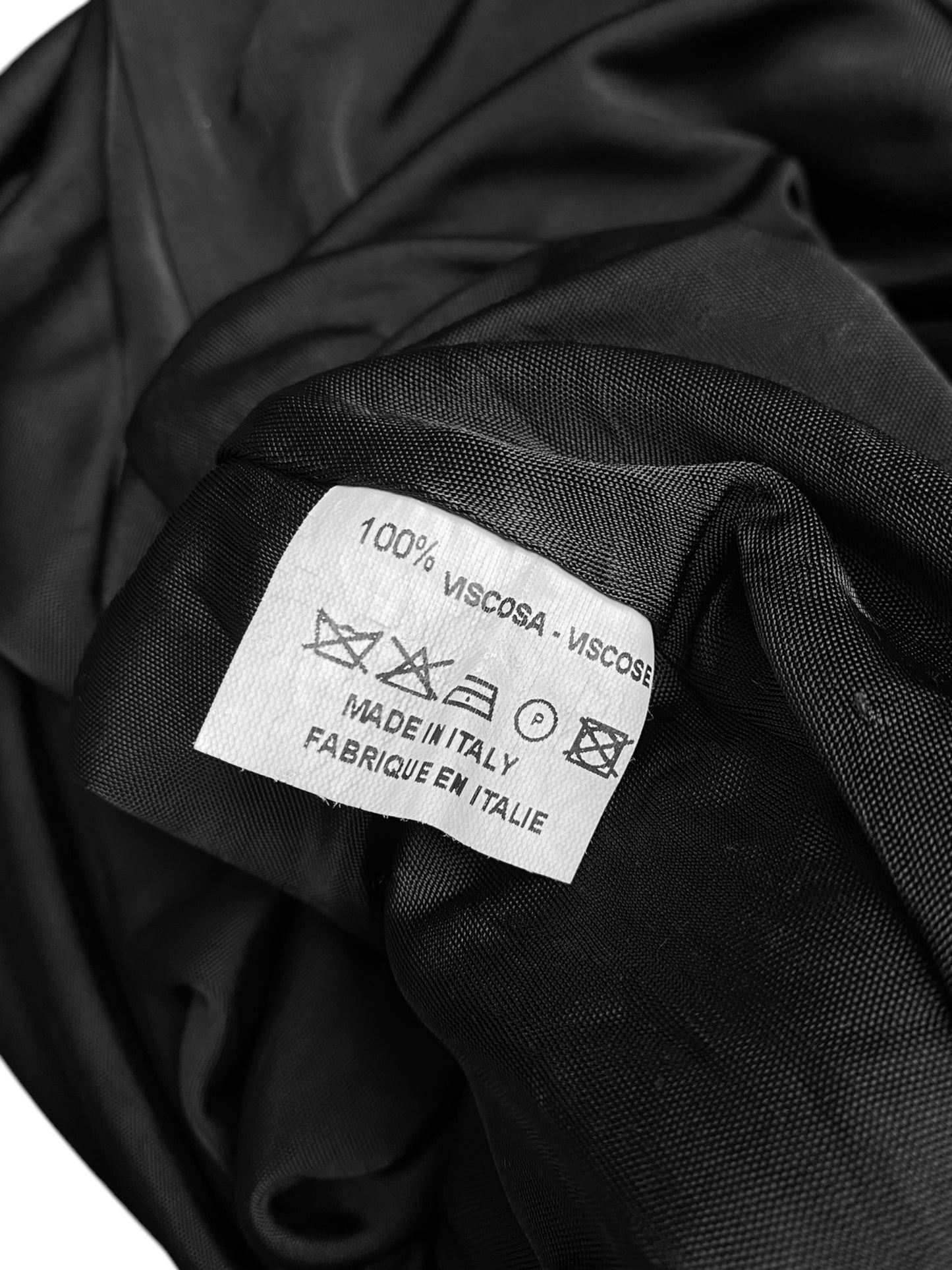 ALEXANDER MCQUEEN SS1996 «THE HUNGER» BLACK RUCHED SLEEVES DRAPED DRESS