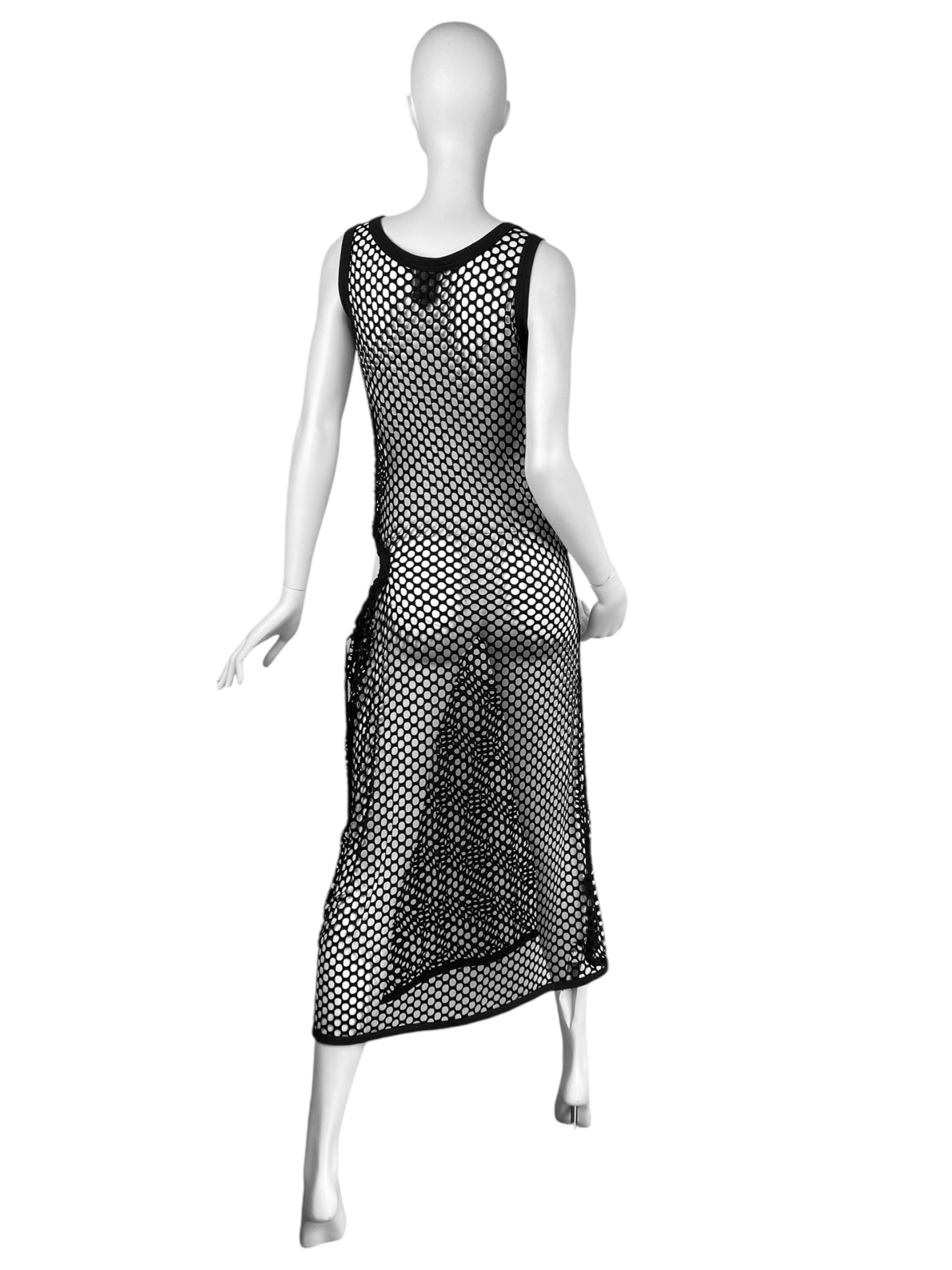 Y-3 YOHJI YAMAMOTO X ADIDAS 2010s BLACK LASER CUT OUT MAXI DRESS