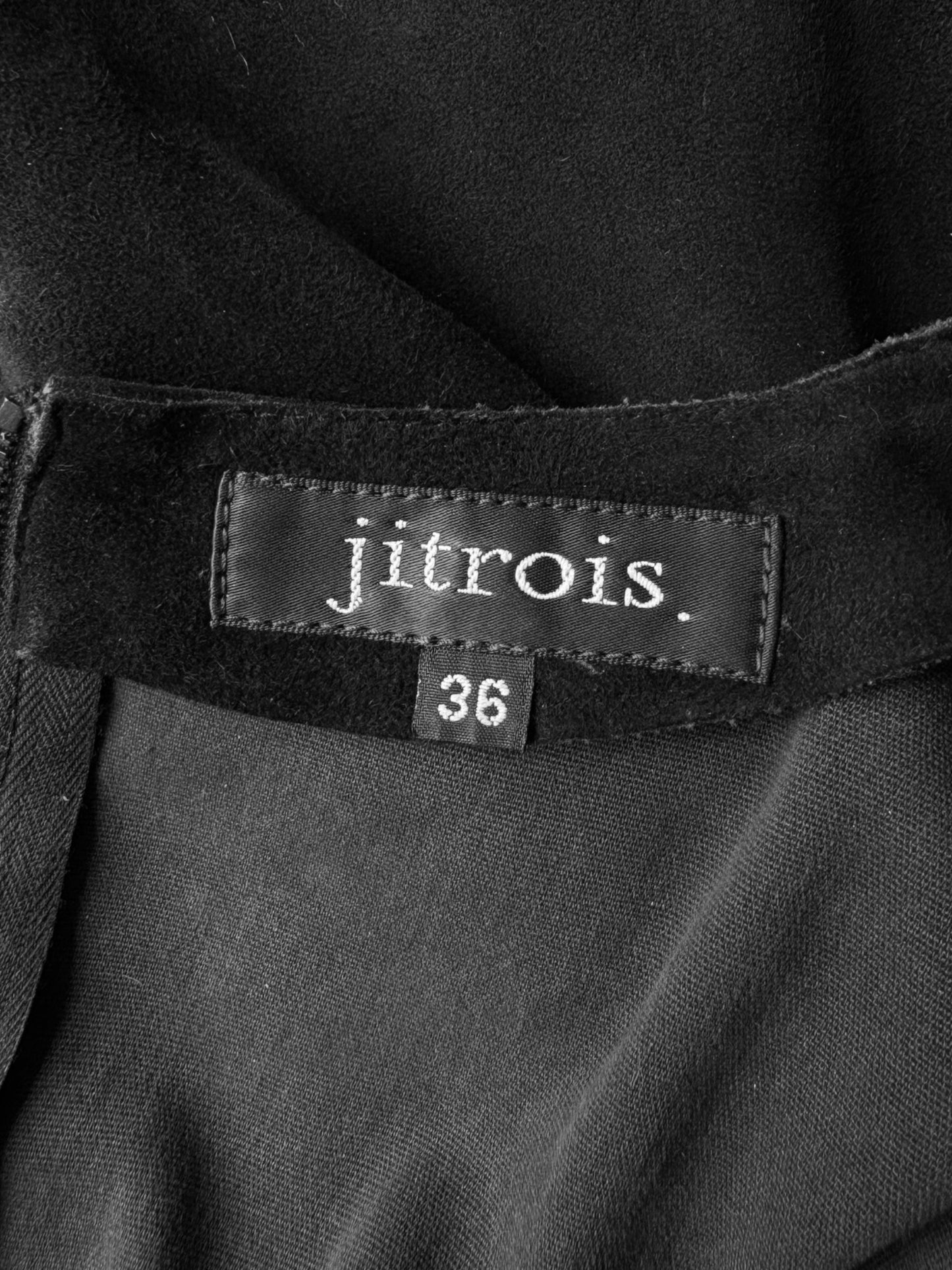 JITROIS 2000s BLACK SUEDE LEATHER TULLE CUT OUT MINI DRESS