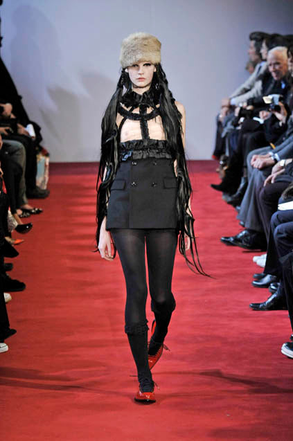 COMME DES GARÇONS FW2008 BLACK RUFFLES HARNESS MINI DRESS