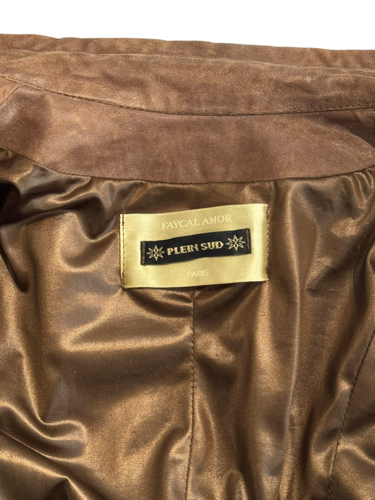 PLEIN SUD FW2002 BROWN LEATHER LACE-UP CAGE JACKET