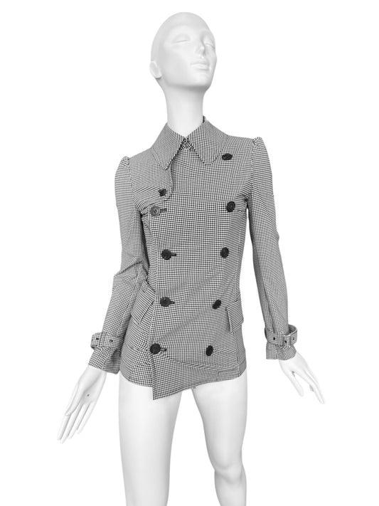 JUNYA WATANABE SS2010 BLACK & WHITE HOUNDSTOOTH DOUBLE BREASTED TRENCH JACKET