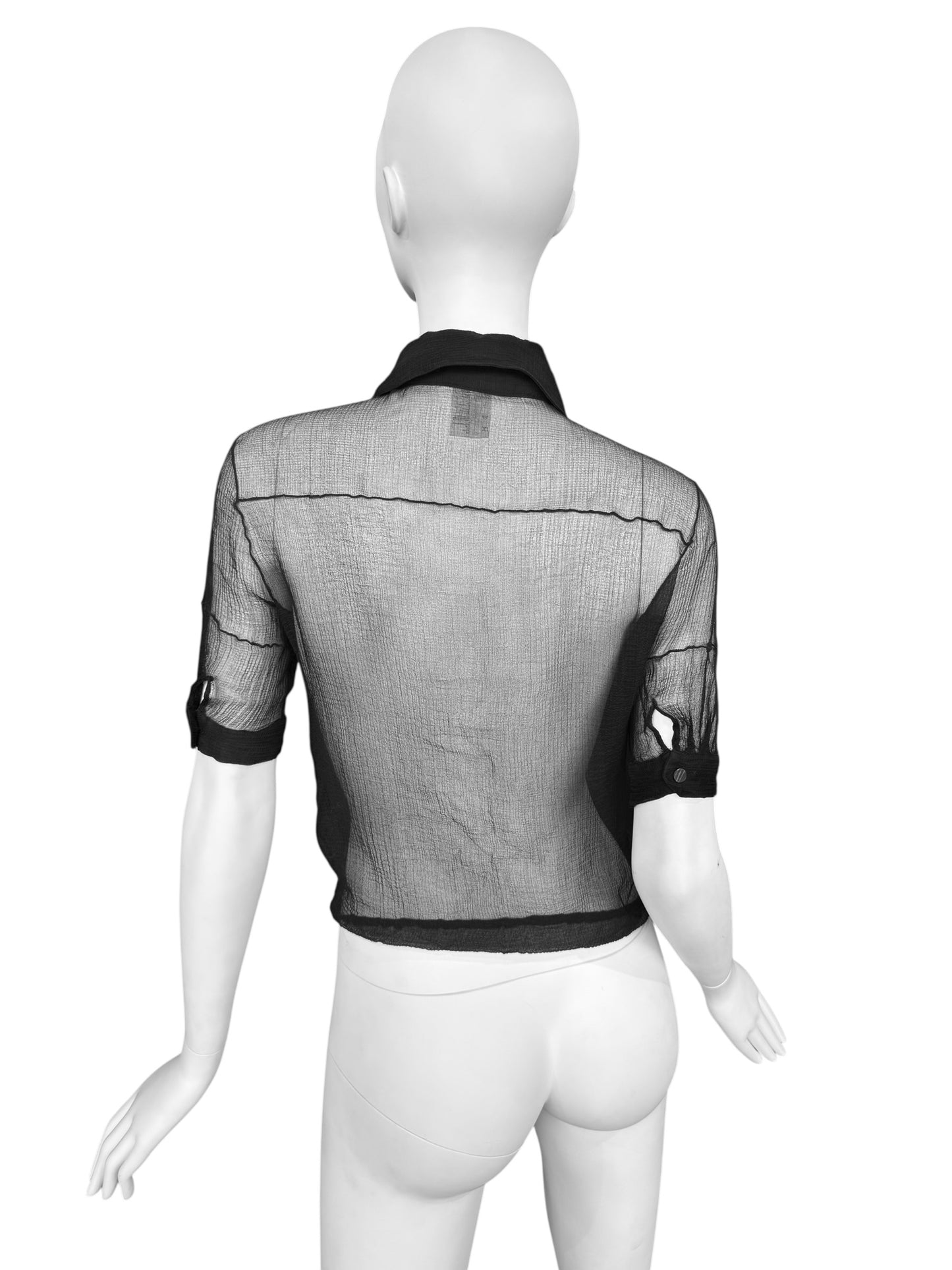 ANNA MOLINARI 2000s BLACK SILK SHIRT