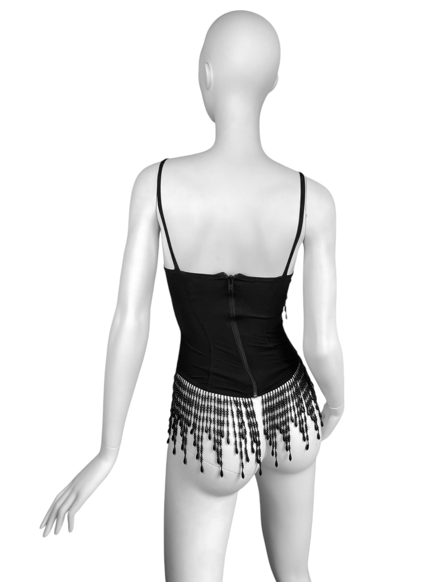 AQUAGIRL SS1991 (PLEIN SUD) BLACK BEADED FRINGES TOP