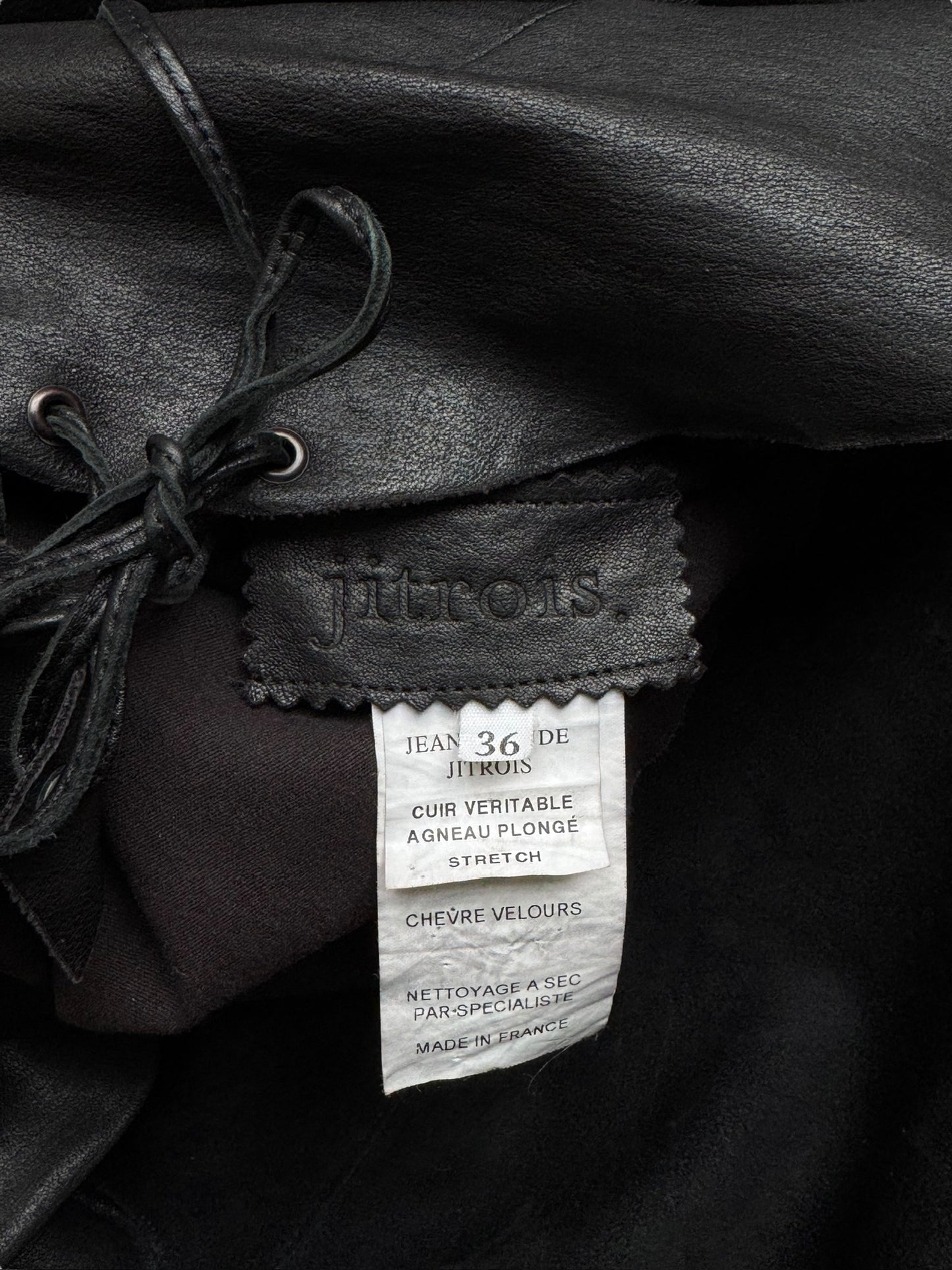 JITROIS 2000s BLACK LEATHER LACE-UP DRESS