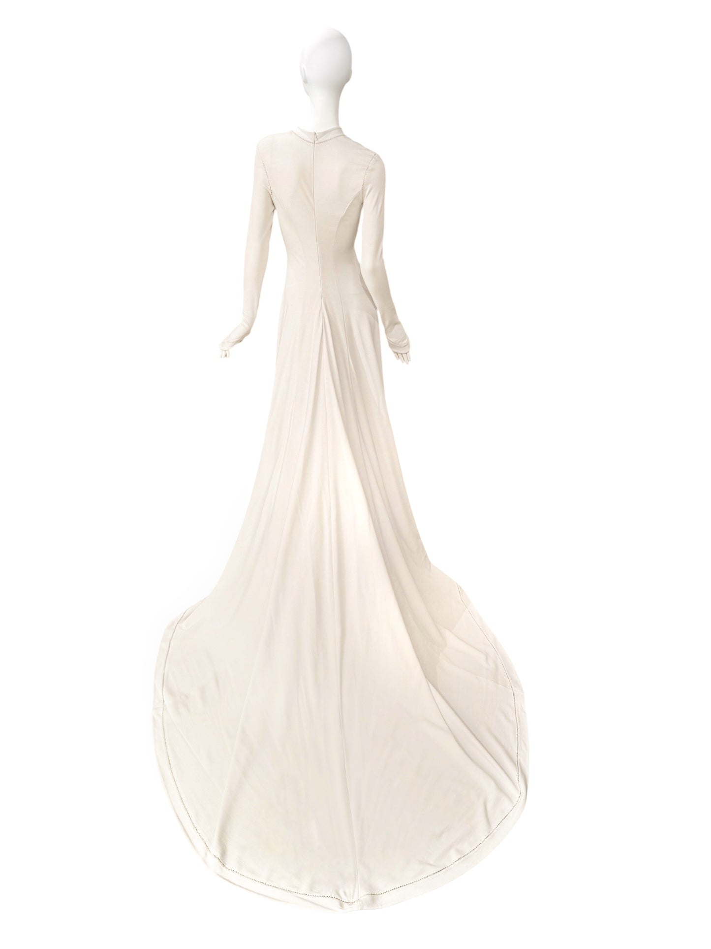 FAYÇAL AMOR SS1993 CREAM PICOT STITCHING BRIDAL GOWN