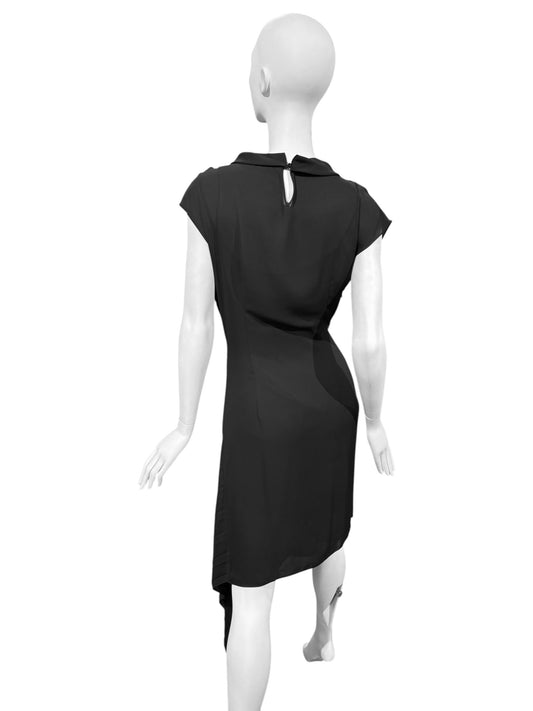 MAISON MARGIELA 2010s BY JOHN GALLIANO BLACK ASYMMETRICAL PLEATED DRESS