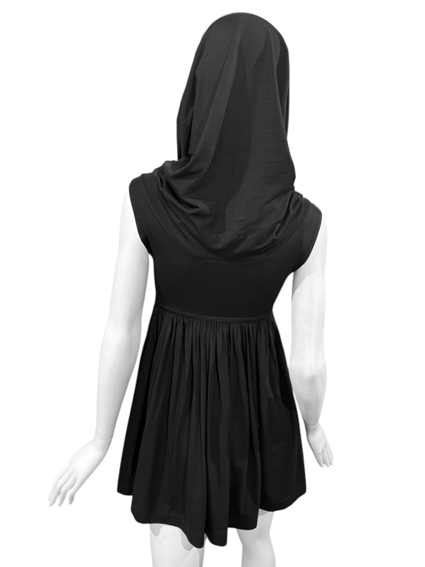 PLEIN SUD 2000s BLACK HOODED MINI DRESS