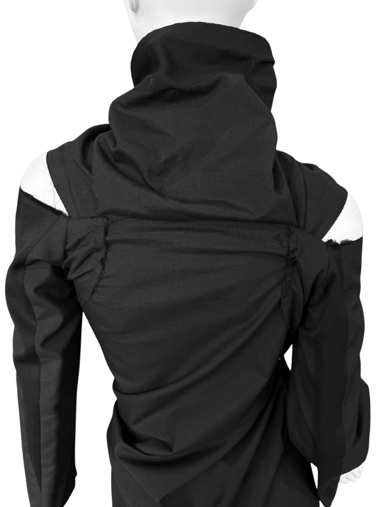 COMME DES GARÇONS FW2003 BLACK WOOL ASYMMETRICAL ZIP JACKET