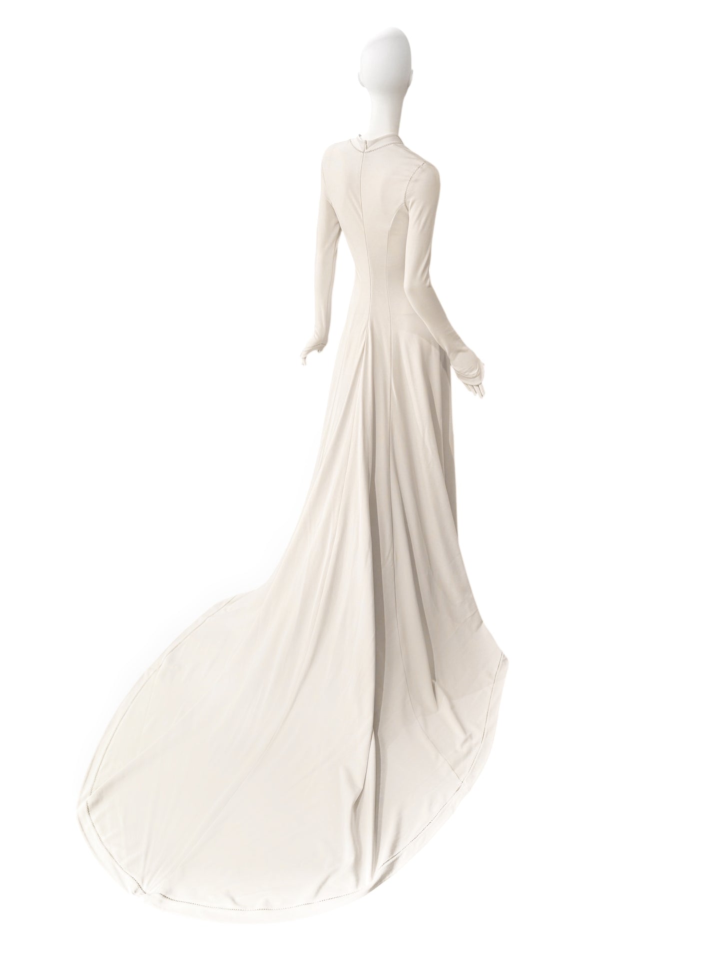 FAYÇAL AMOR SS1993 CREAM PICOT STITCHING BRIDAL GOWN