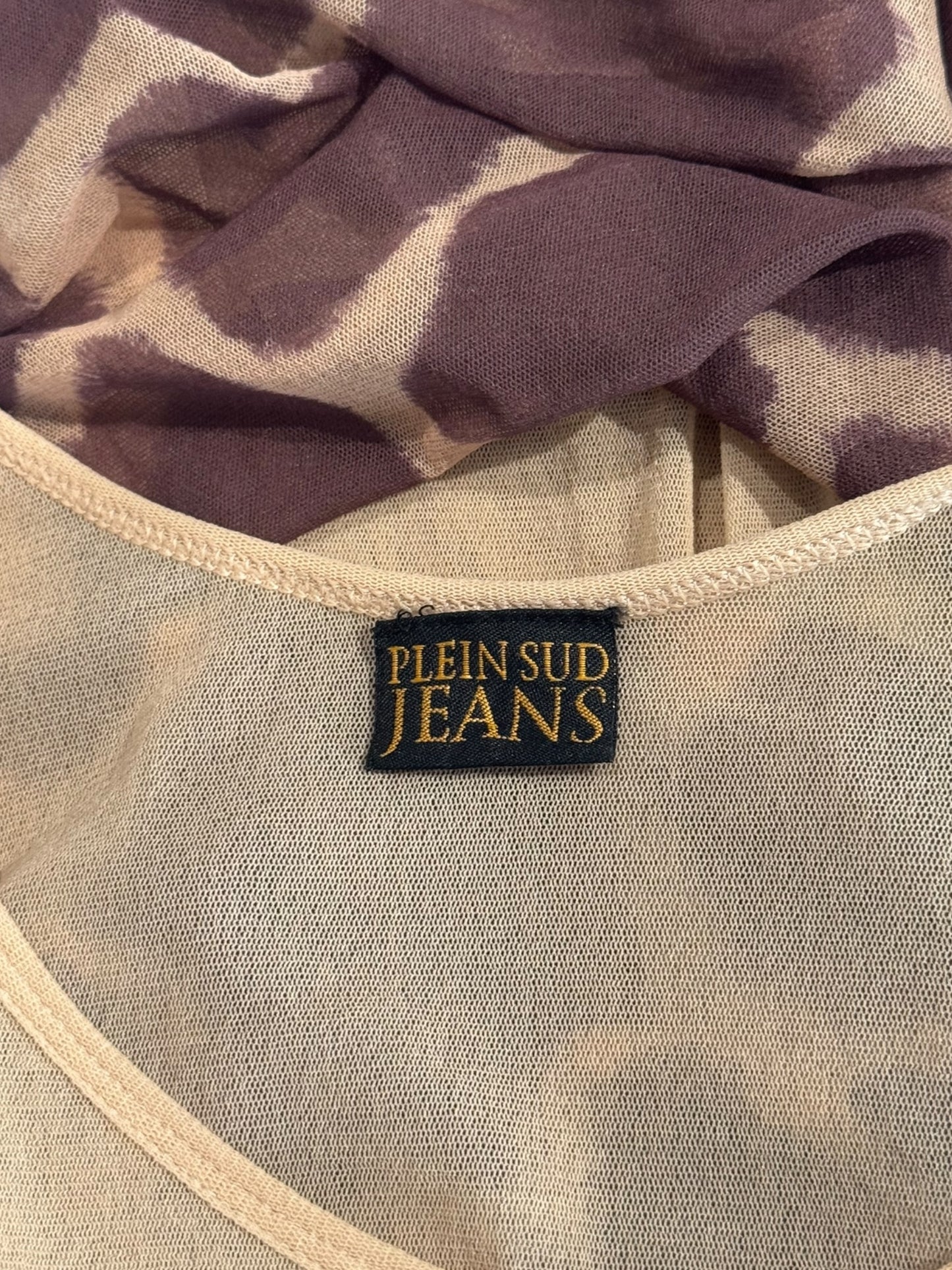 PLEIN SUD JEANS SS1998 GIRAFE PRINT MESH LAYERED TANK TOP
