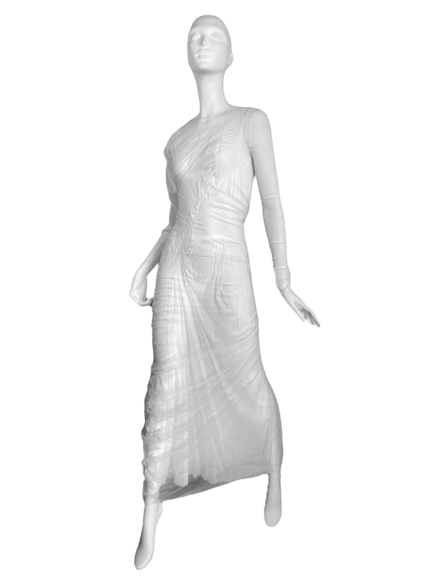 MAISON MARGIELA SS2021 BY GALLIANO WHITE SILK « WET » BRIDAL MAXI DRESS