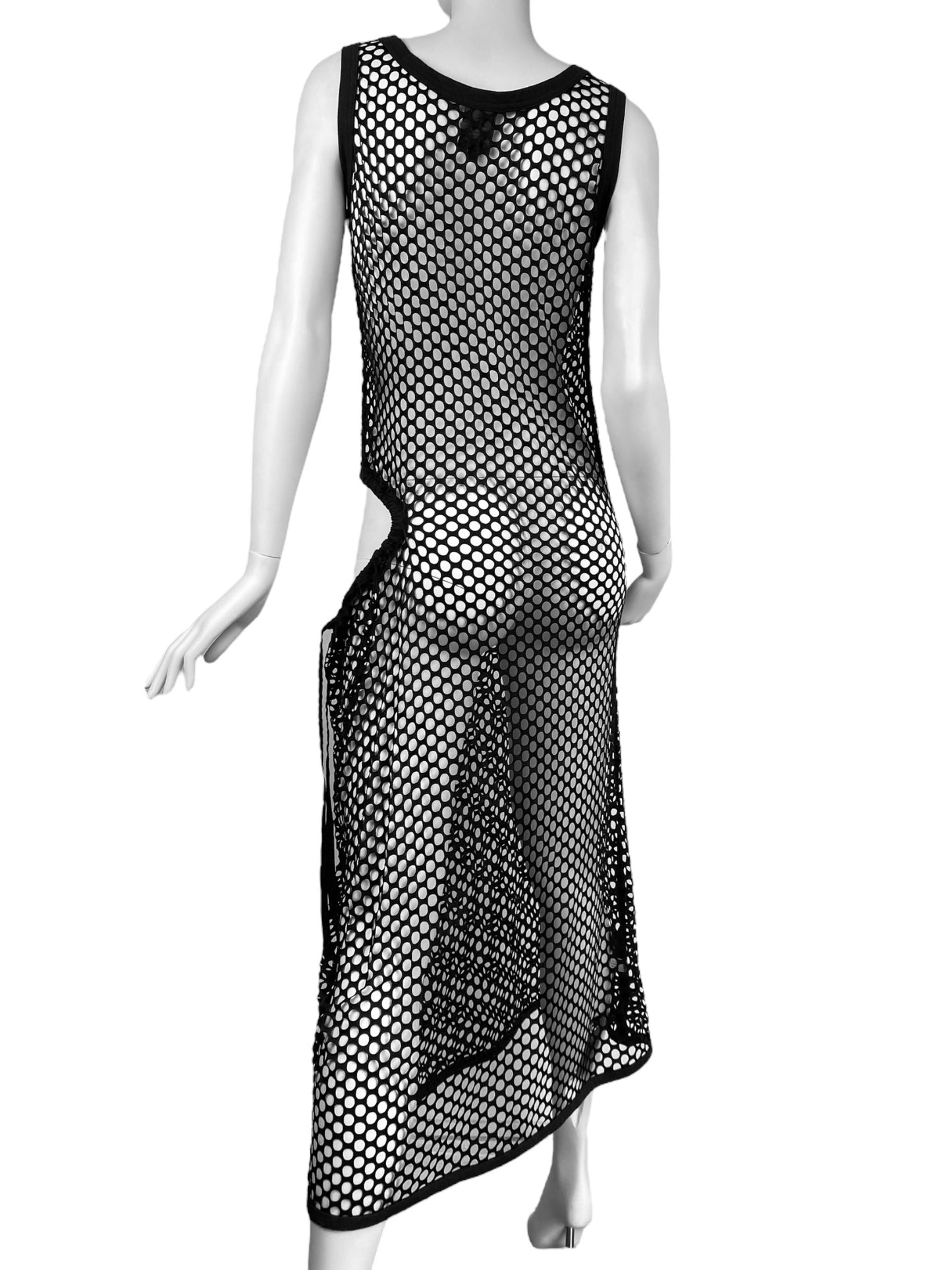 Y-3 YOHJI YAMAMOTO X ADIDAS 2010s BLACK LASER CUT OUT MAXI DRESS