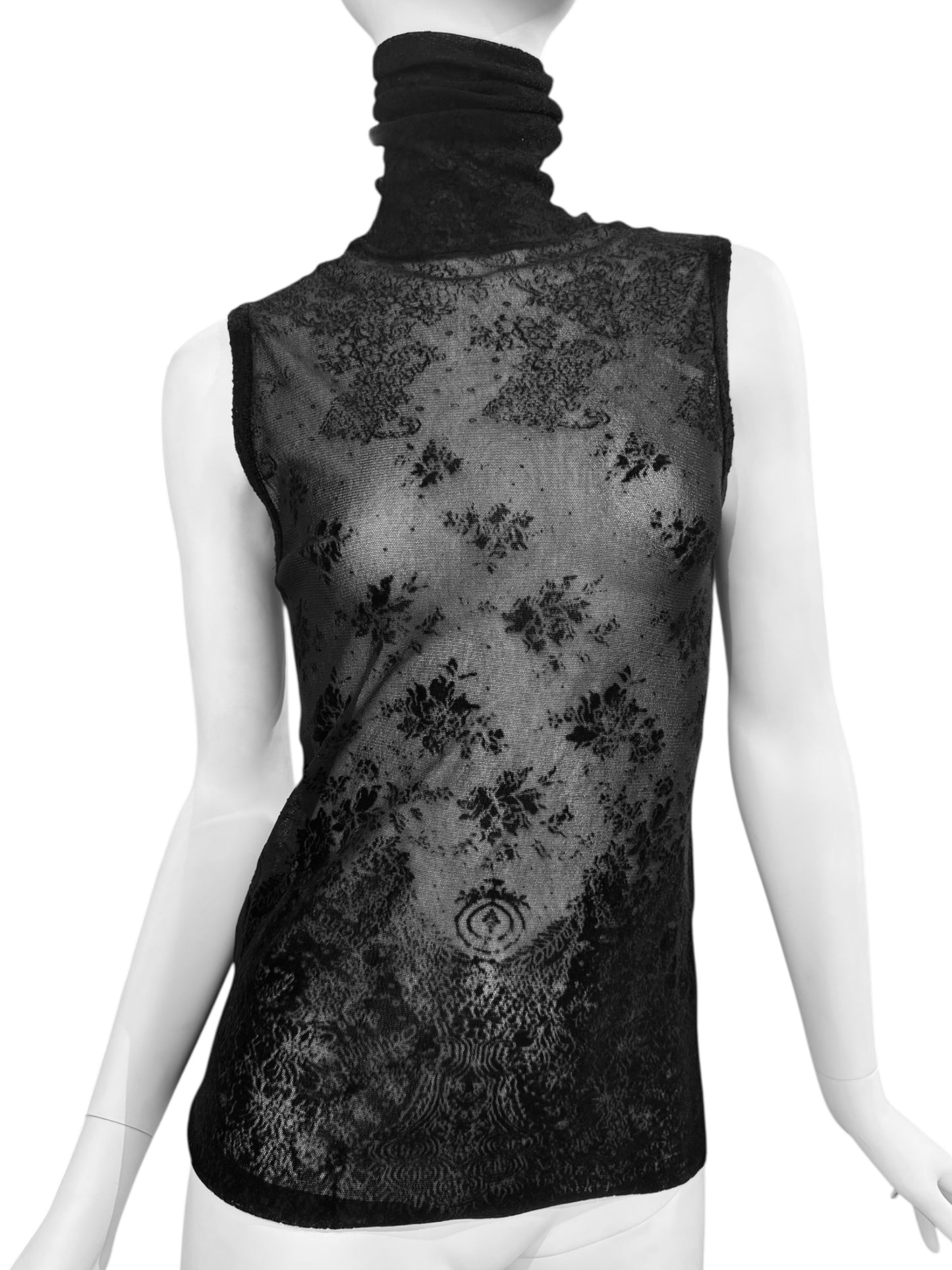 JEAN PAUL GAULTIER 2000s BLACK MESH TATTOO TANK TOP