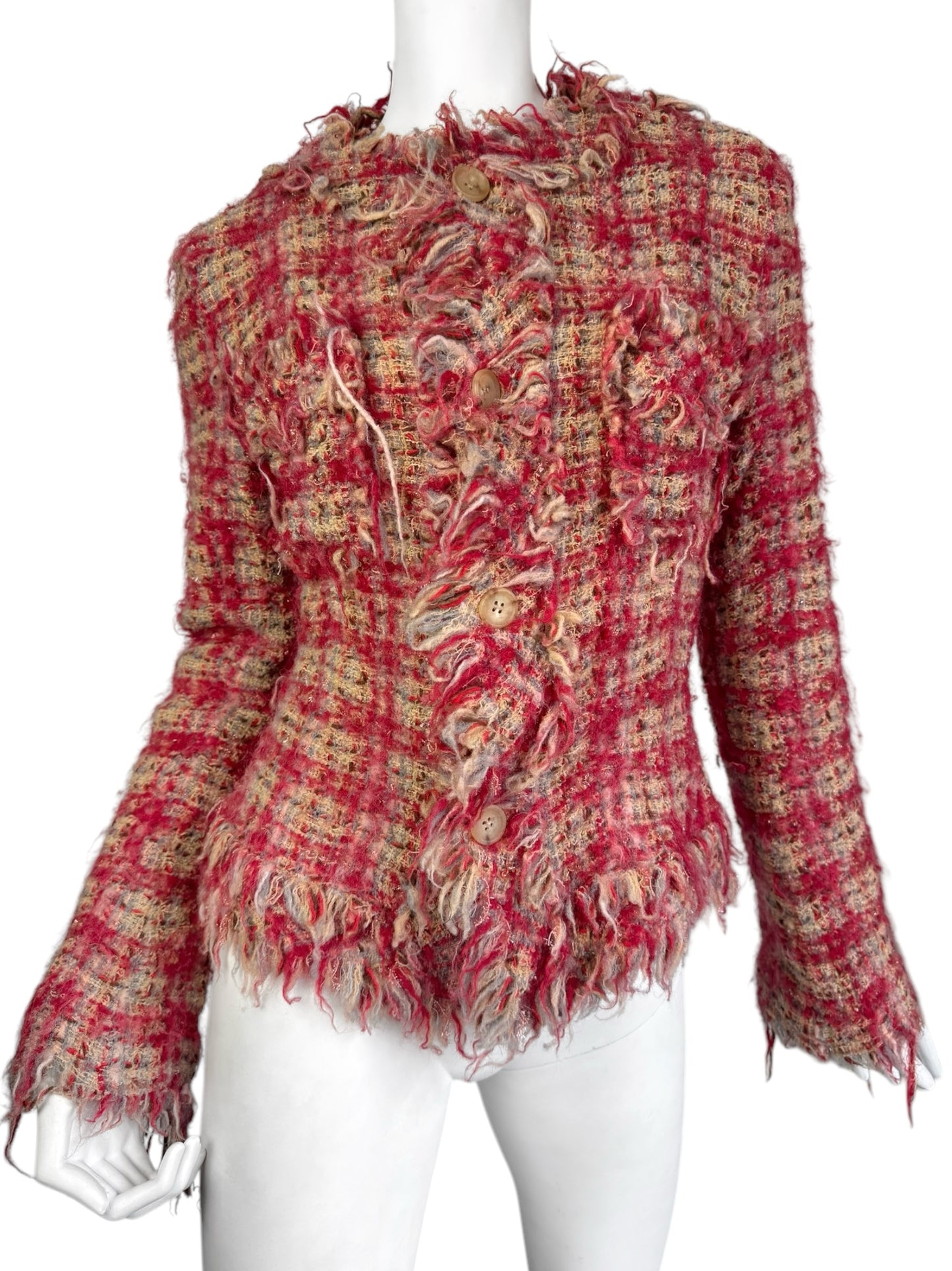 JUNYA WATANABE FW2003 RED DISTRESS TWEED JACKET