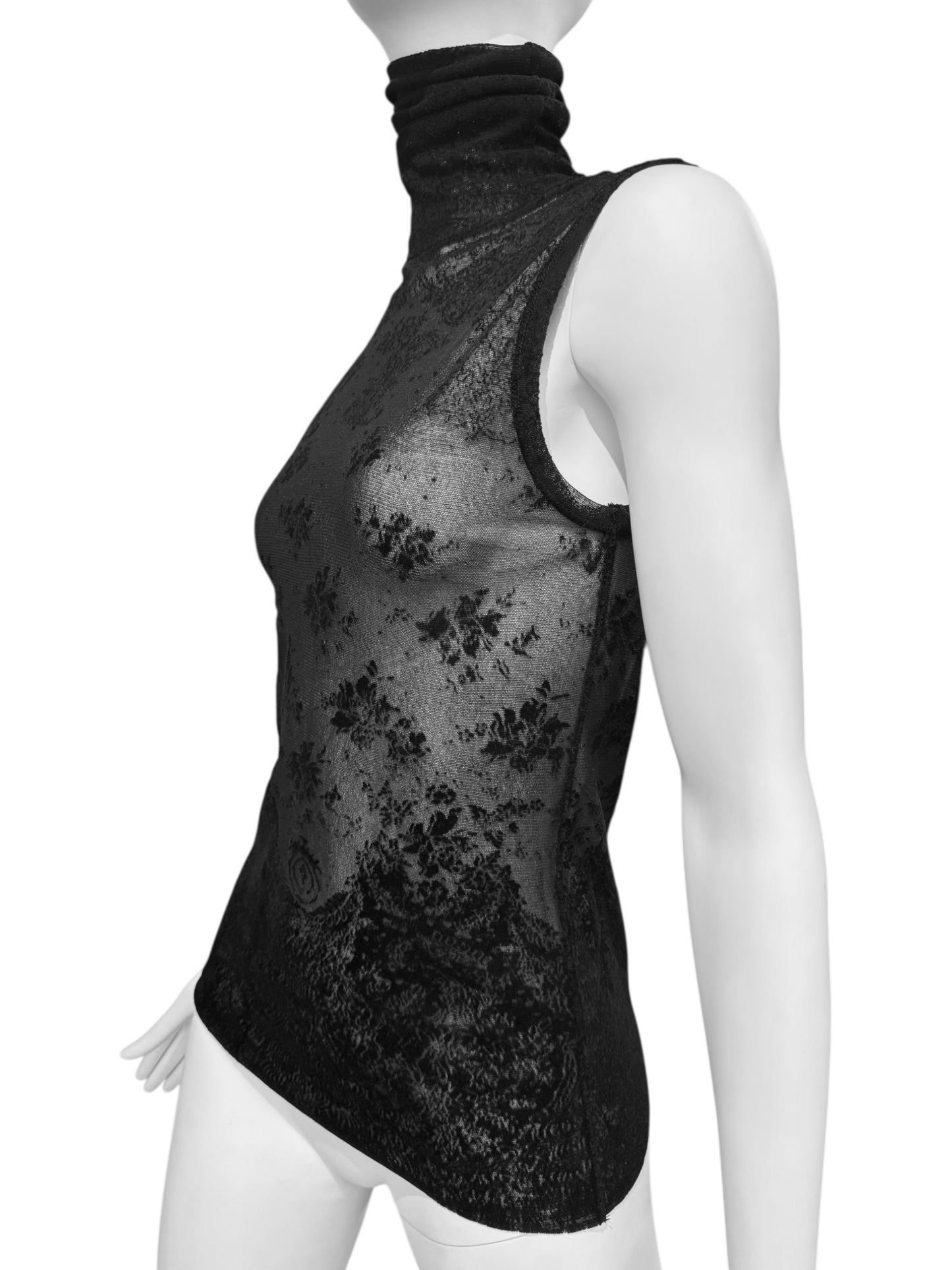 JEAN PAUL GAULTIER 2000s BLACK MESH TATTOO TANK TOP