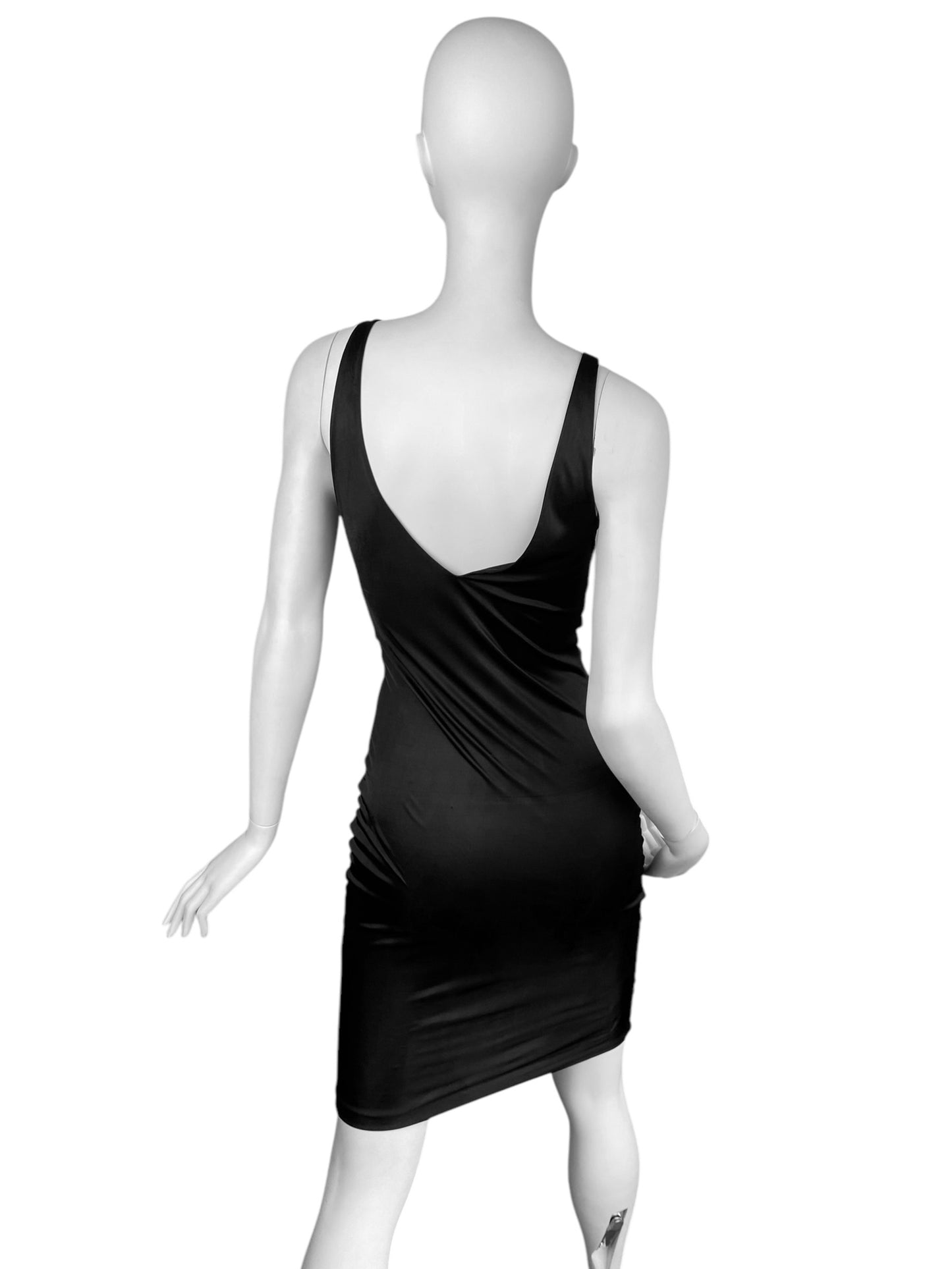 ALEXANDER MCQUEEN SS1996 «THE HUNGER» BLACK RUCHED CUT-OUT BODYCON DRESS
