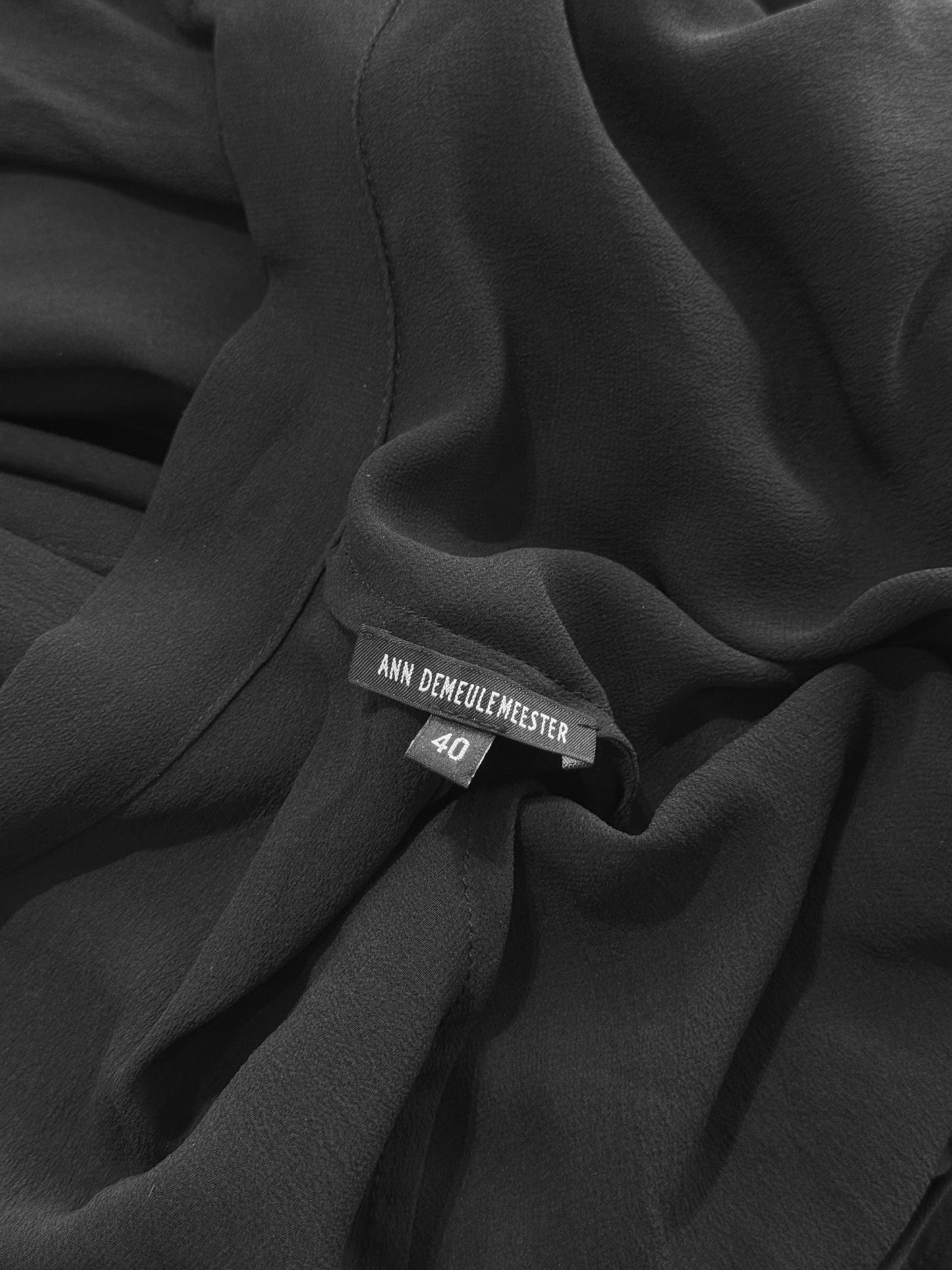 ANN DEMEULEMEESTER SS2013 BLACK SILK MAXI SLEEVES MINI DRESS