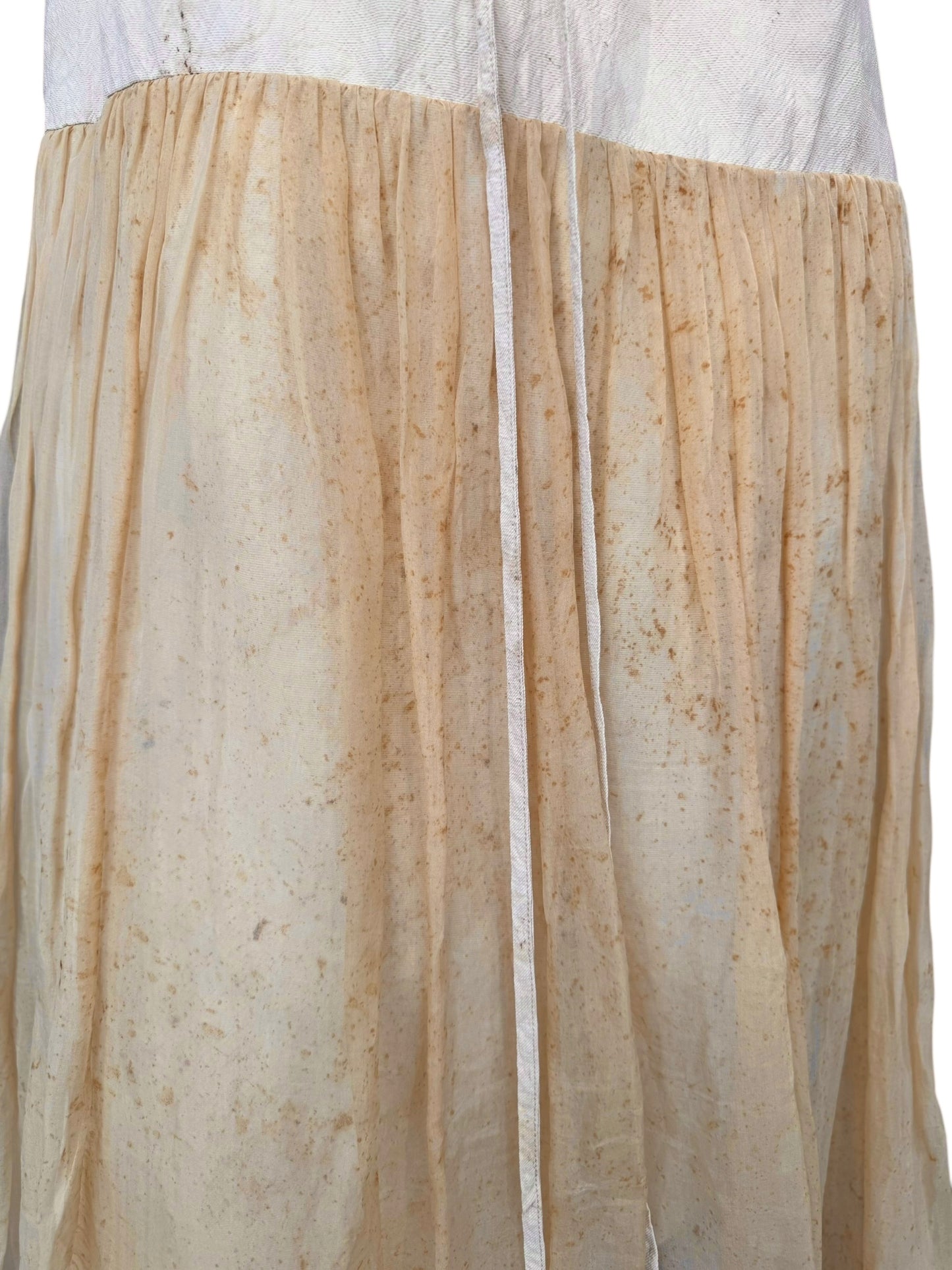 UMA WANG SS2019 YELLOW LINEN & SILK STAINED A-LINE MAXI DRESS