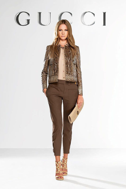 GUCCI RESORT 2011 BY FRIDA GIANNINI BROWN PYTHON LEATHER JACKET