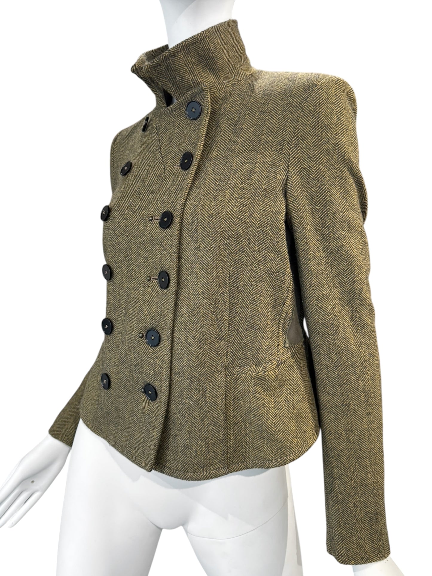 HIGH 2010s GREEN WOOL DOUBLE BREASTED JACKET