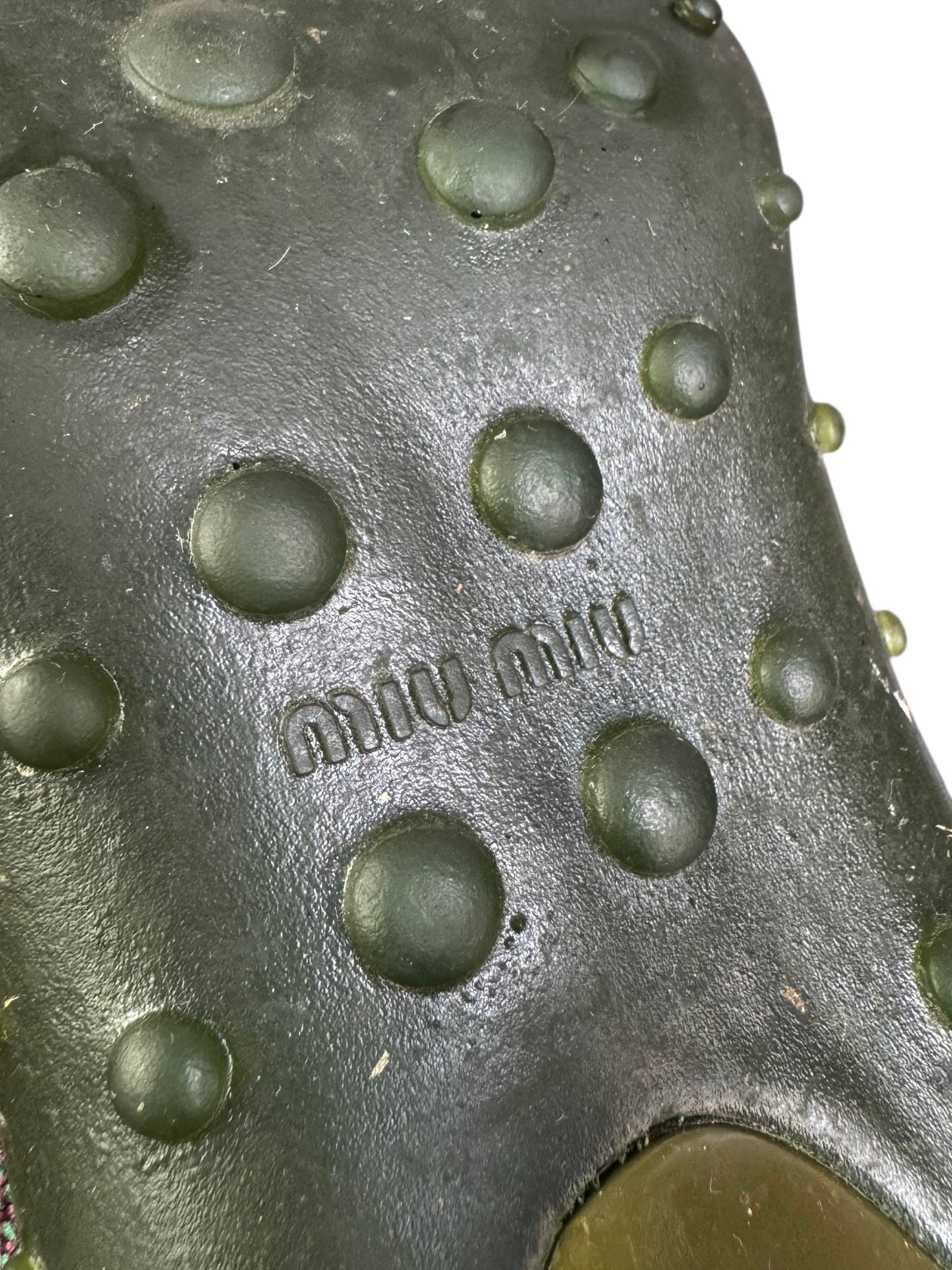 MIU MIU FW1999 KHAKI LEATHER BUBBLE SOLE HEELS