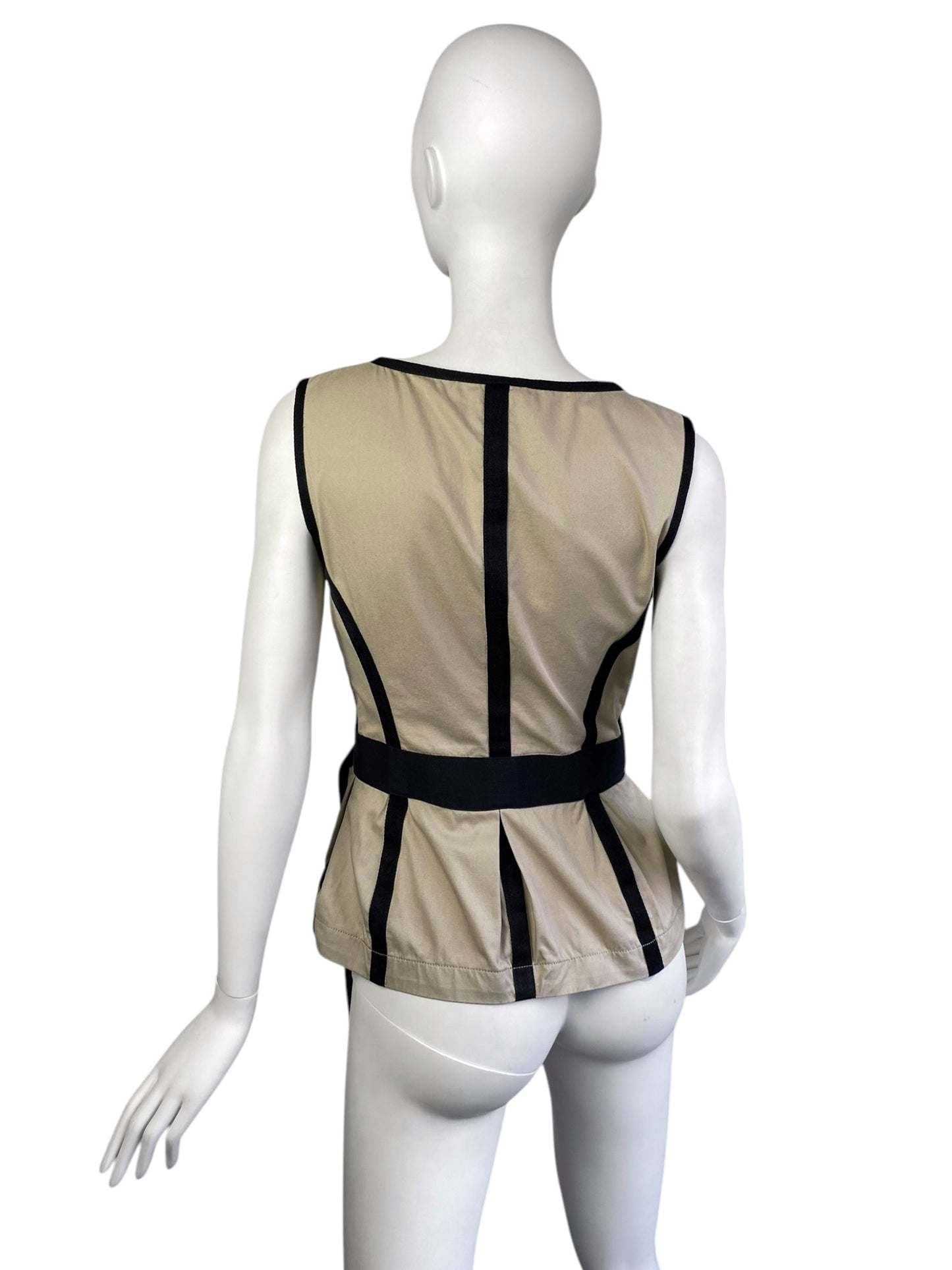 D&G 2000s BEIGE & BLACK BONDAGE SAFARI-STYLE CORSET TOP